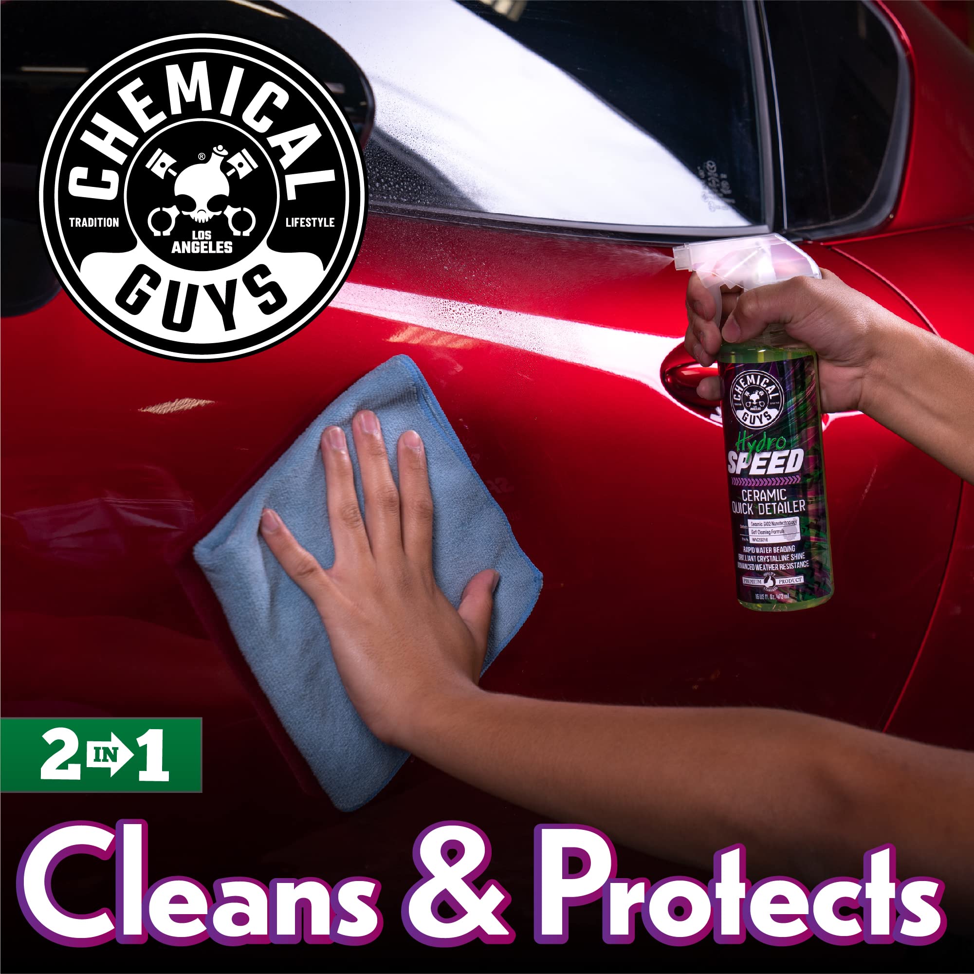 Chemical Guys HydroSpeed Quick Detailer Ceramic Spray - SiO2 Shine Car Detailer Spray for Cars, Trucks, SUVs, Motorcycles and RVs, Boosts Gloss, Hydrophobic Protection and Slickness, 128 oz