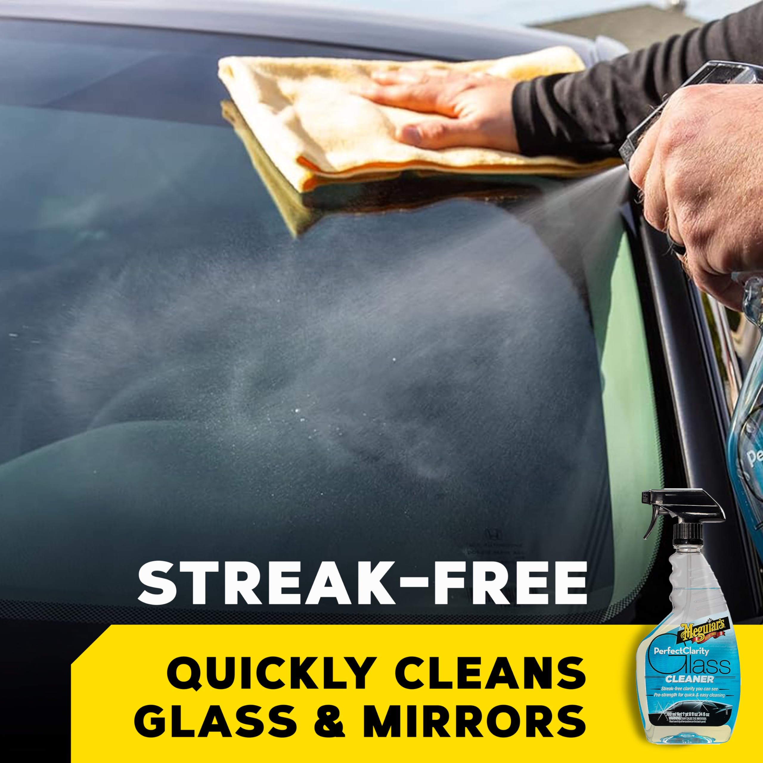 Meguiar's Glass Cleaner Perfect Clarity, Keep Windows, Windshields, and Mirrors Gleaming using a Premium Anti-Hazing Formula that Leaves a Superior Streak Free Finish, 24 Oz