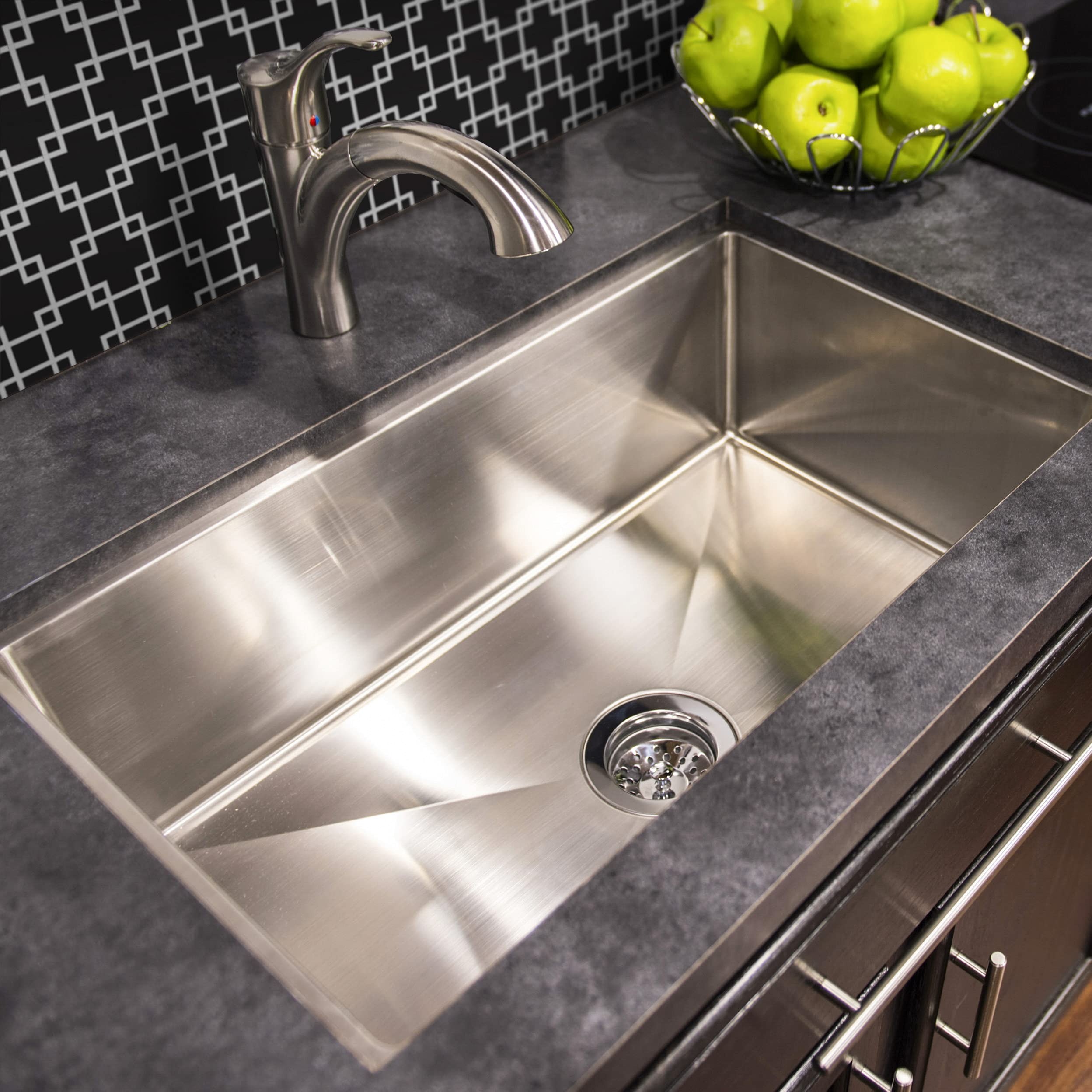 Single Square Sink - Better Bath 385313 - 27" x 16" x 7" (Stainless Steel)