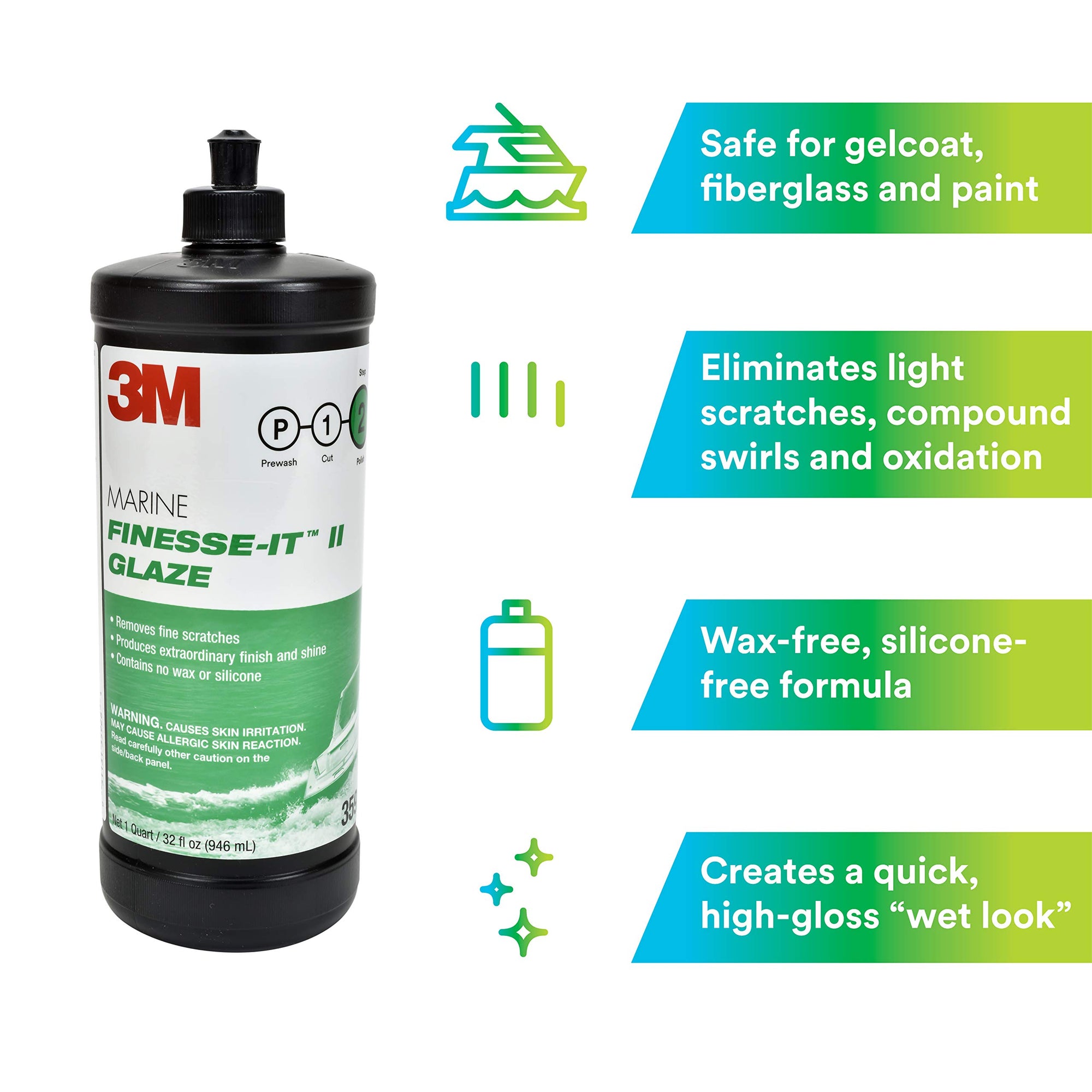 3M Finesse-it II Marine Glaze (35928) – For Polishing RVs and Boats – 1 Quart