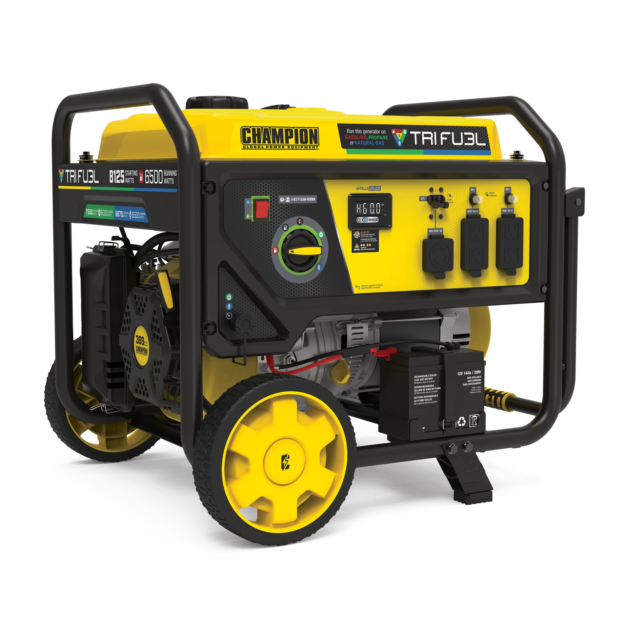 8125-Watt Champion Power Equipment Electric Start Tri-Fuel Portable Generator with CO Shield