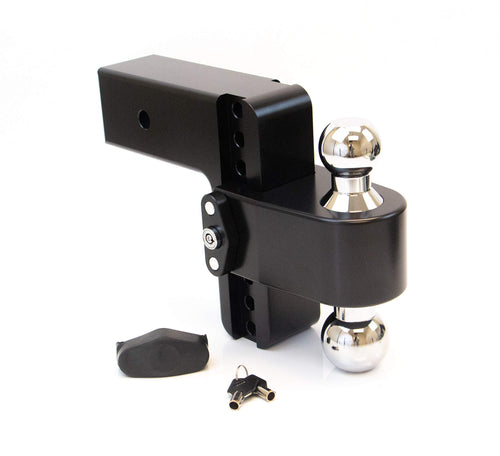 Weigh Safe 6" Drop CTB63CERBLA Hitch w/ 3" Shank/Shaft, Adjustable Aluminum Trailer & Ball Mount, Chrome Plated Combo Ball (2" & 2-5/16") & a Double-pin Key Lock CERAKOTE Black