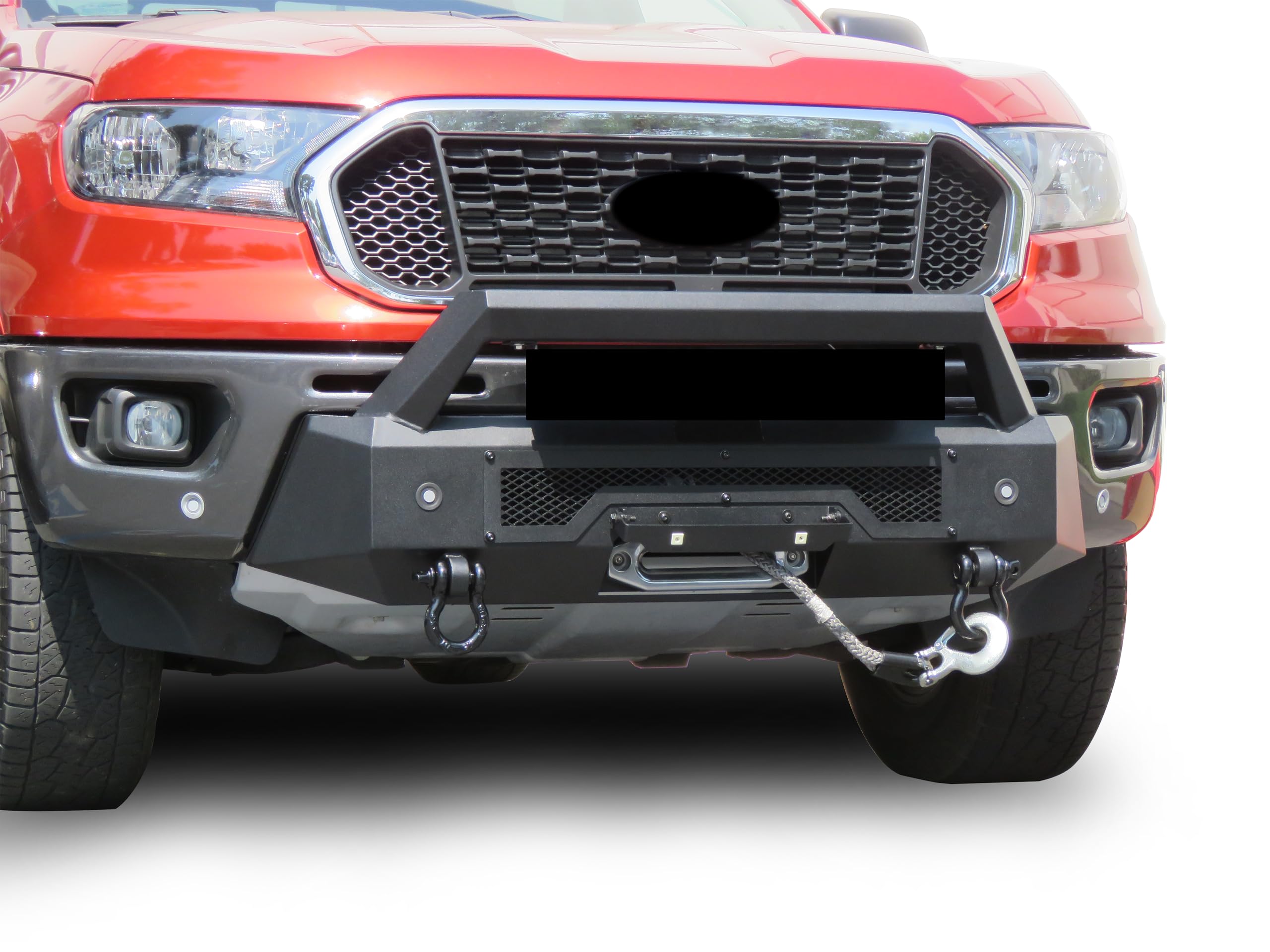 Heavy Duty Black Horse Armour III Front Winch Bumper Textured Black Compatible with 2019-2023 Ford Ranger-AR3HD43NL