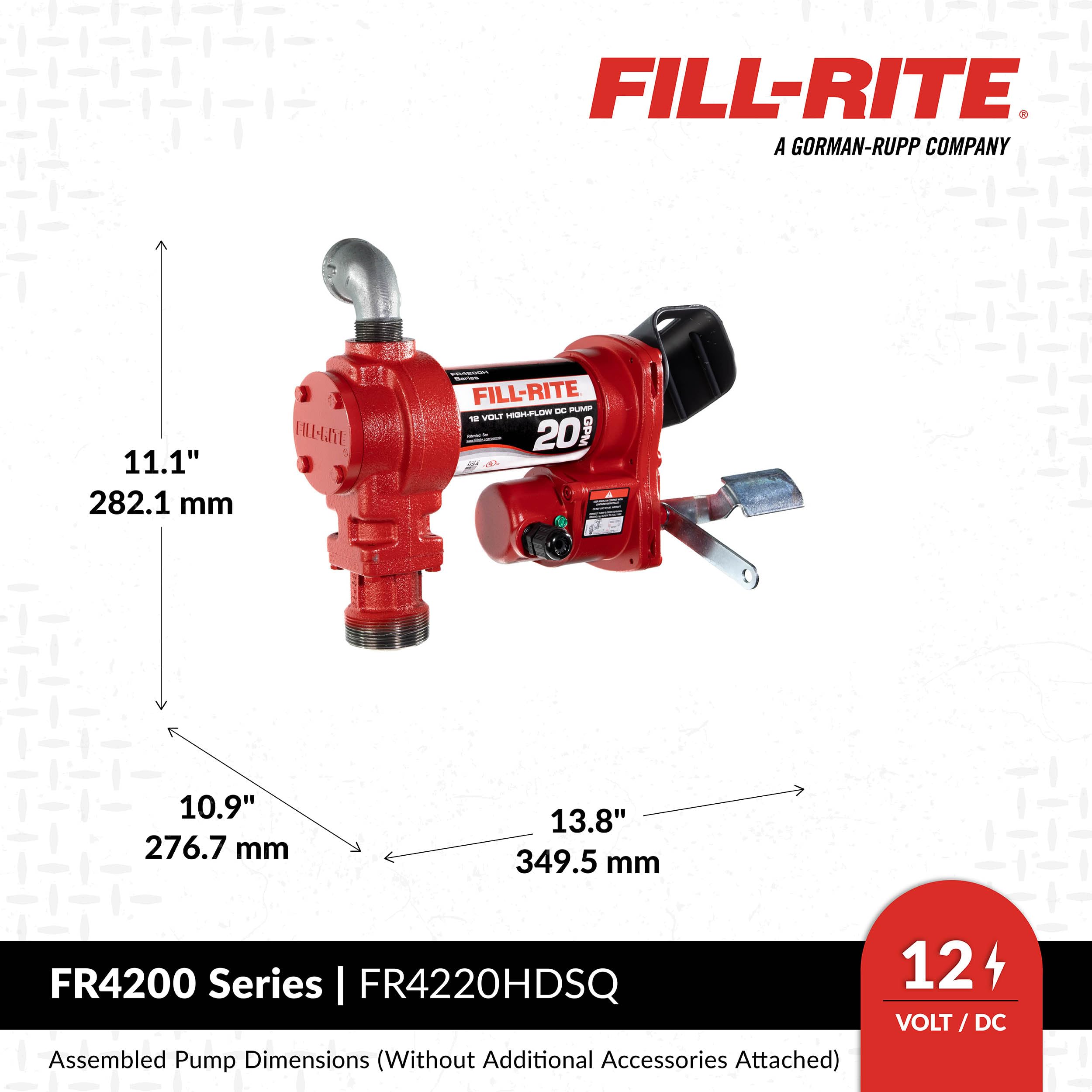 Fill-Rite 12V FR4220HDSQ Fuel Transfer Pump with Discharge Hose, Automatic Nozzle – Green, & Swivel | Gasoline, Diesel, Kerosene, Ethanol Blends, Methanol Blends & Biodiesel