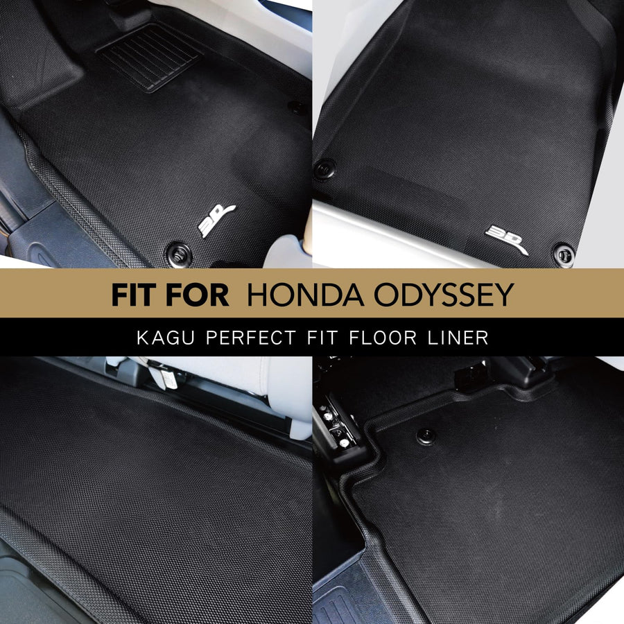 Kagu Floor Mat 3D MAXpider Custom Fit (Black) Compatible with Honda Odyssey 2018-2026 - Full Set