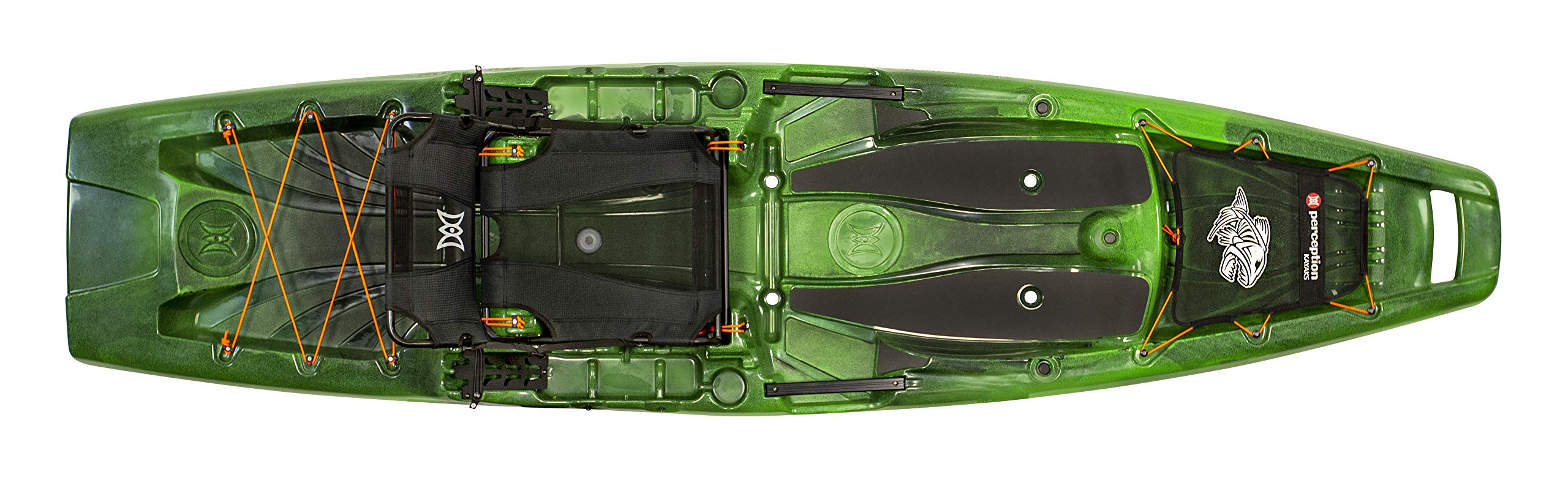 Outlaw 11.5 Perception Kayaks - Sit on Top Fishing Kayak - Fold Away Lawn Chair Seat - 4 Rod Holders - Integrated Tackle Trays - 11.5 ft - Moss Camo
