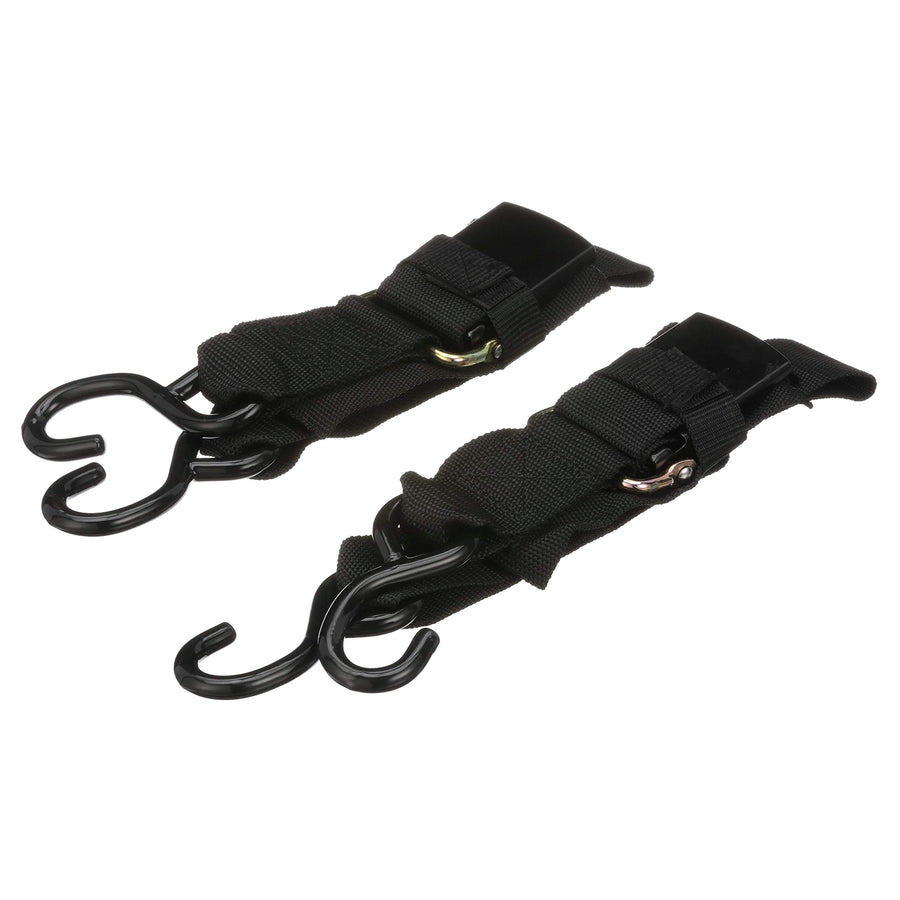 Quick-Release Attwood 15232-7 Transom Tie-Down Straps, Trailering, Padded Adjustable Buckle, S-Hooks, 2 Inches Wide, 4 Feet Long