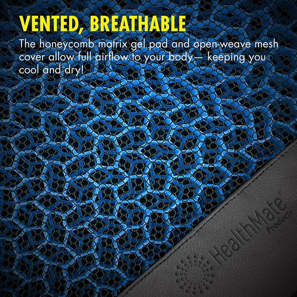 Comfy Gel Cushion HEALTHMATE Gel Seat Cushion for Long Sitting for Back, Sciatica and Tailbone Pain Relief, for Office Chair, Car, Wheelchair, Long Trips (Square)