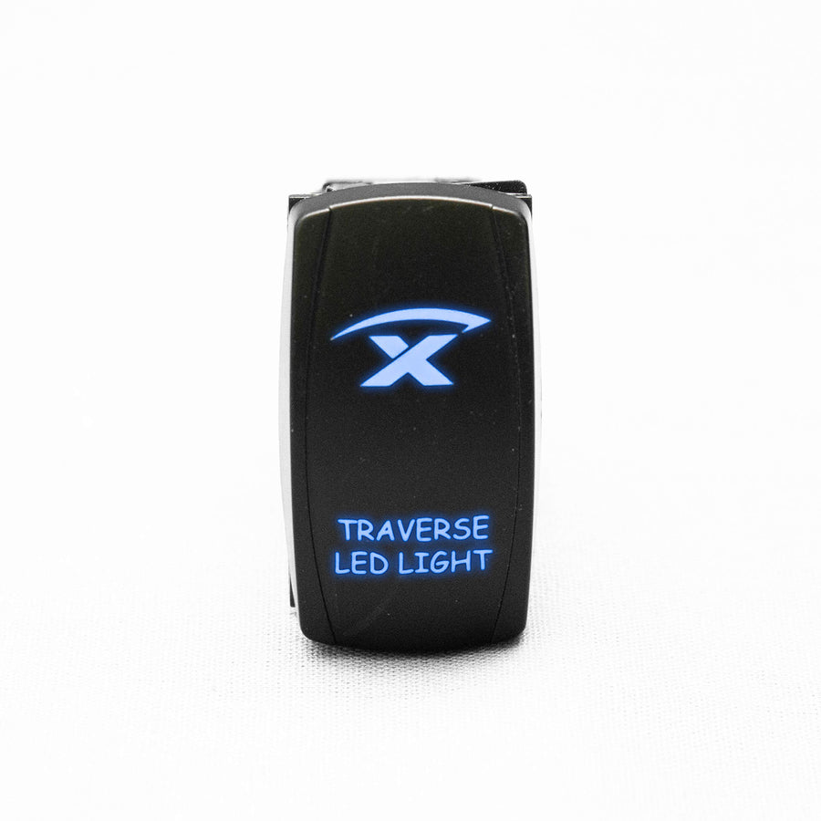 Race Sport Lighting 3 Position Way RSBLHB3W-1 Traverse - LED Logo Rocker Switch with 4-Pins - Middle Off, Function 1 Up, Function 2 Down