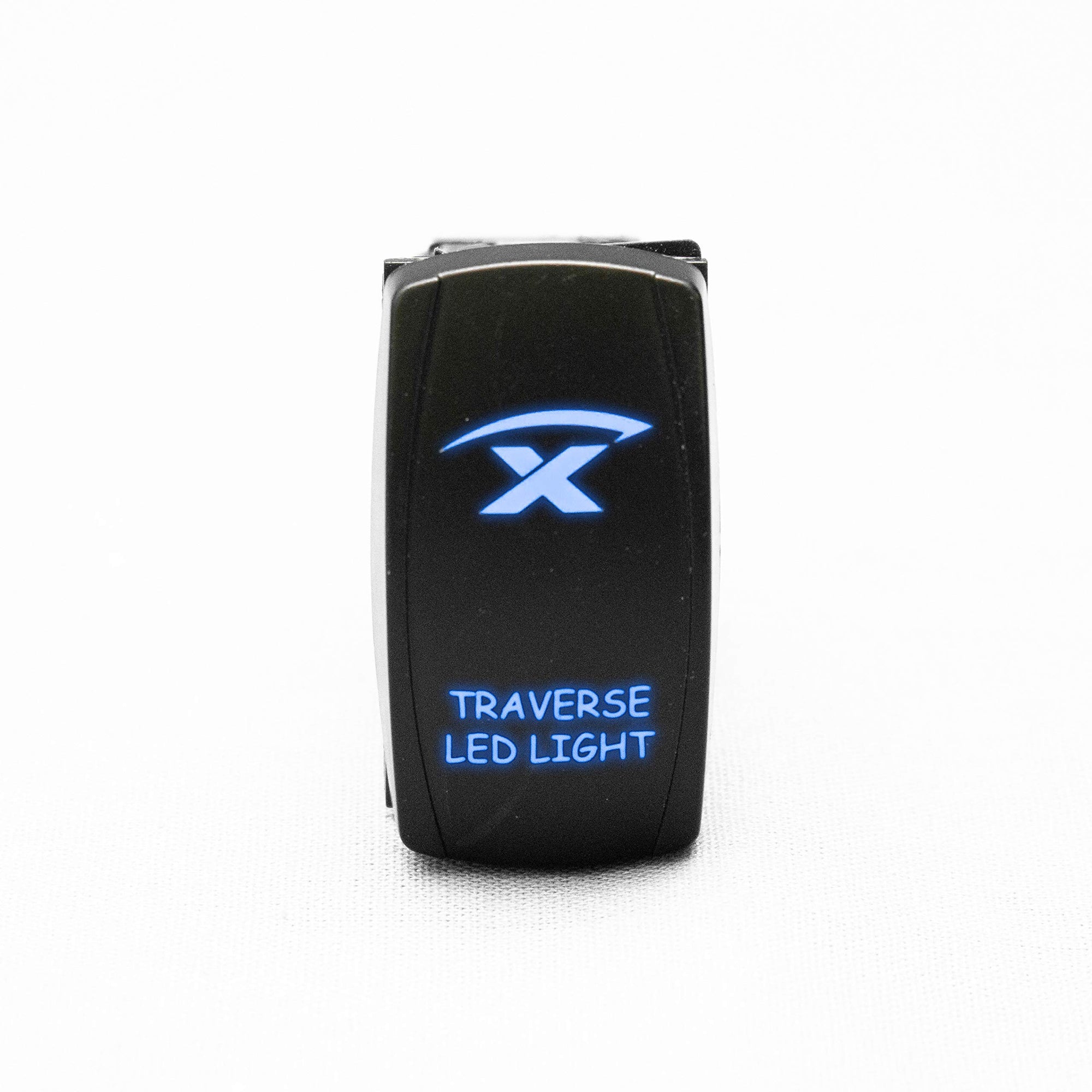 Race Sport Lighting 3 Position Way RSBLHB3W-1 Traverse - LED Logo Rocker Switch with 4-Pins - Middle Off, Function 1 Up, Function 2 Down