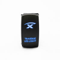 Race Sport Lighting 3 Position Way RSBLHB3W-1 Traverse - LED Logo Rocker Switch with 4-Pins - Middle Off, Function 1 Up, Function 2 Down