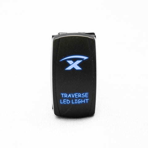 Race Sport Lighting 3 Position Way RSBLHB3W-1 Traverse - LED Logo Rocker Switch with 4-Pins - Middle Off, Function 1 Up, Function 2 Down