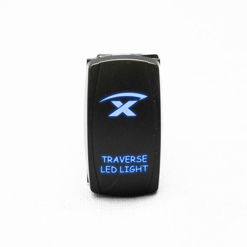 Race Sport Lighting 3 Position Way RSBLHB3W-1 Traverse - LED Logo Rocker Switch with 4-Pins - Middle Off, Function 1 Up, Function 2 Down