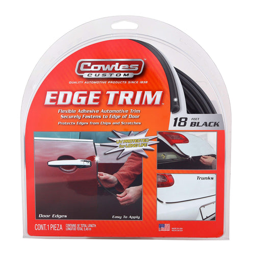 Cowles Custom - 18feet Superior Black U-Channel Edge Guard Trim, Rubber Bumper Protector Accessory, Door Guard for Cars, Trucks, SUVs, ATVs, Boats