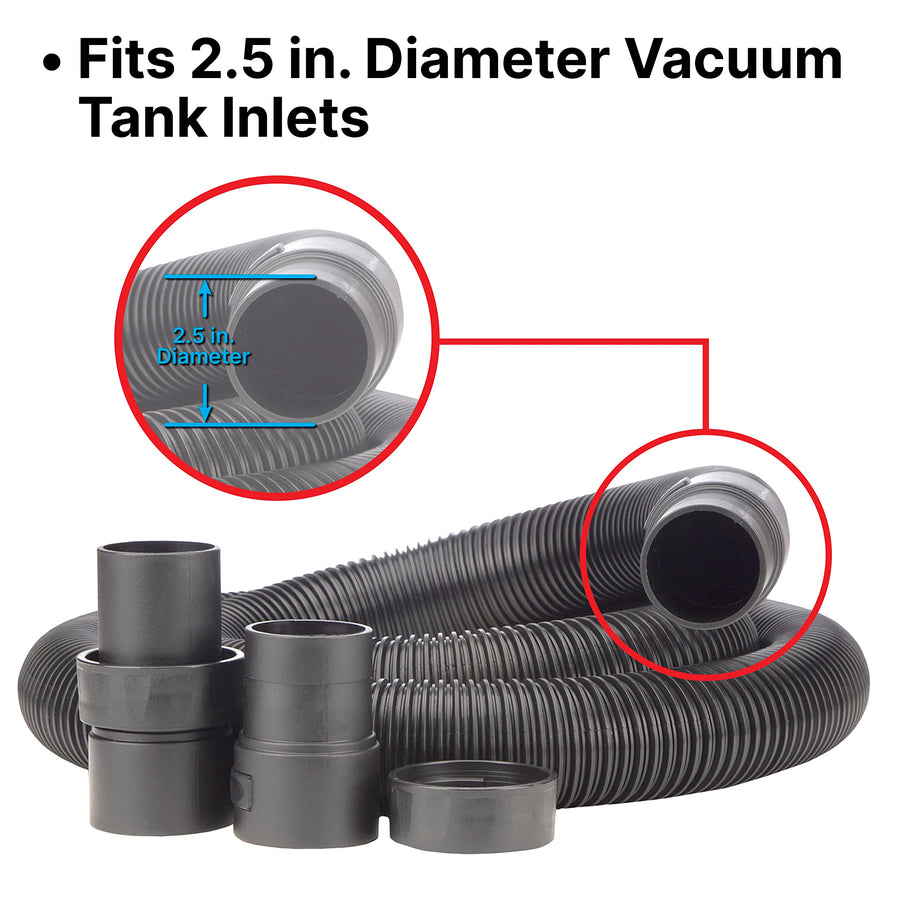 Vacuum Hose Shop-Vac 9050333 for Standard or Locking Inlets, 8-Foot x 2.5 Inch Diameter, Prevents Clogging With Bulky Debris, (1-Pack)