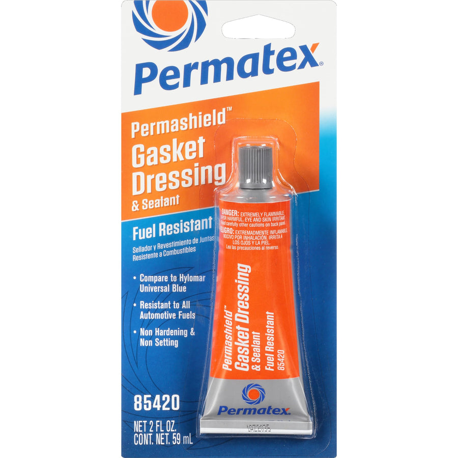 Permatex 85420 Fuel Resistant Permashield Gasket Dressing & Sealant, 2 oz Tube, Orange