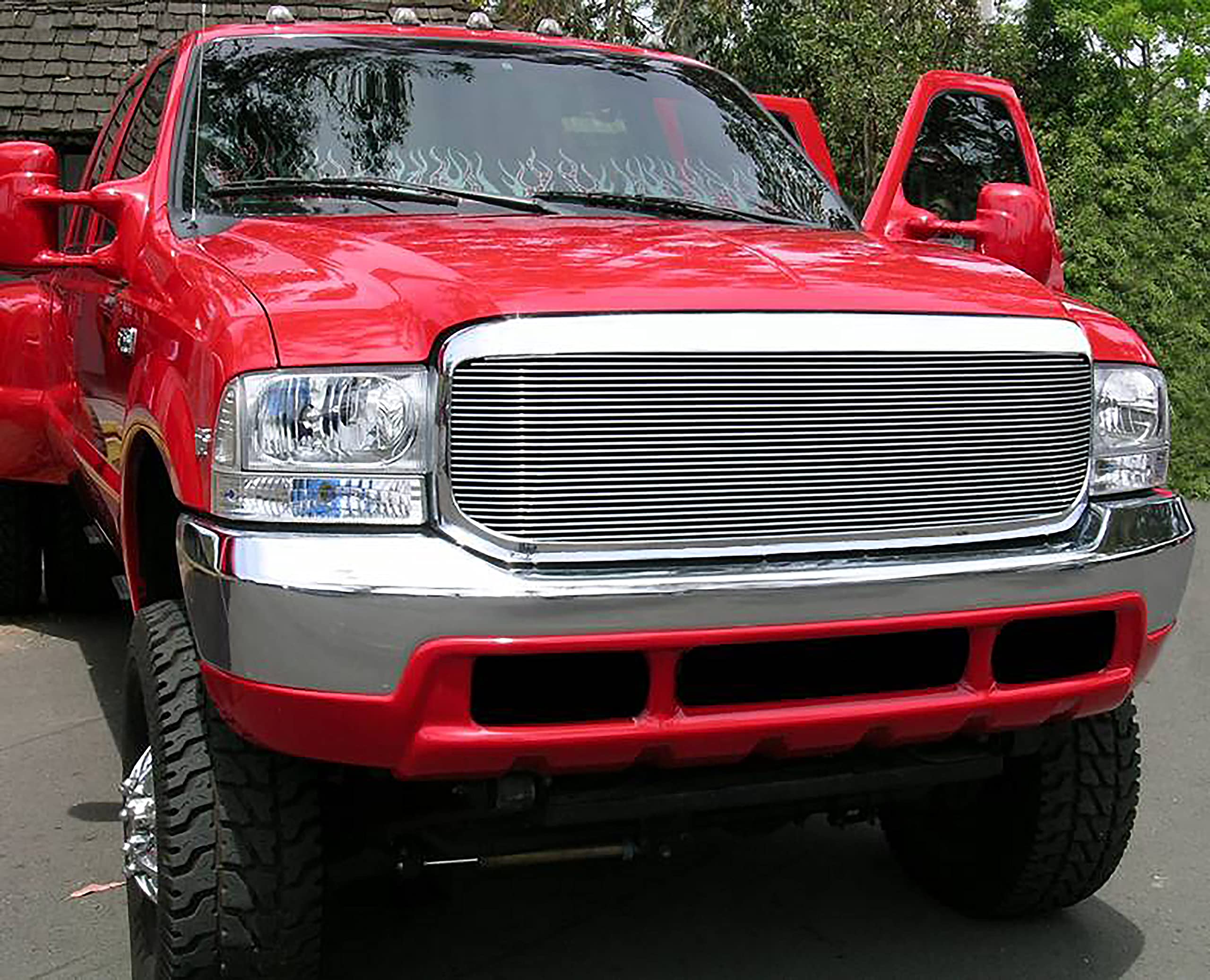 Horizontal T-Rex 20574 Aluminum Polished Finish Billet Full Face Grille Insert for Ford Super Duty