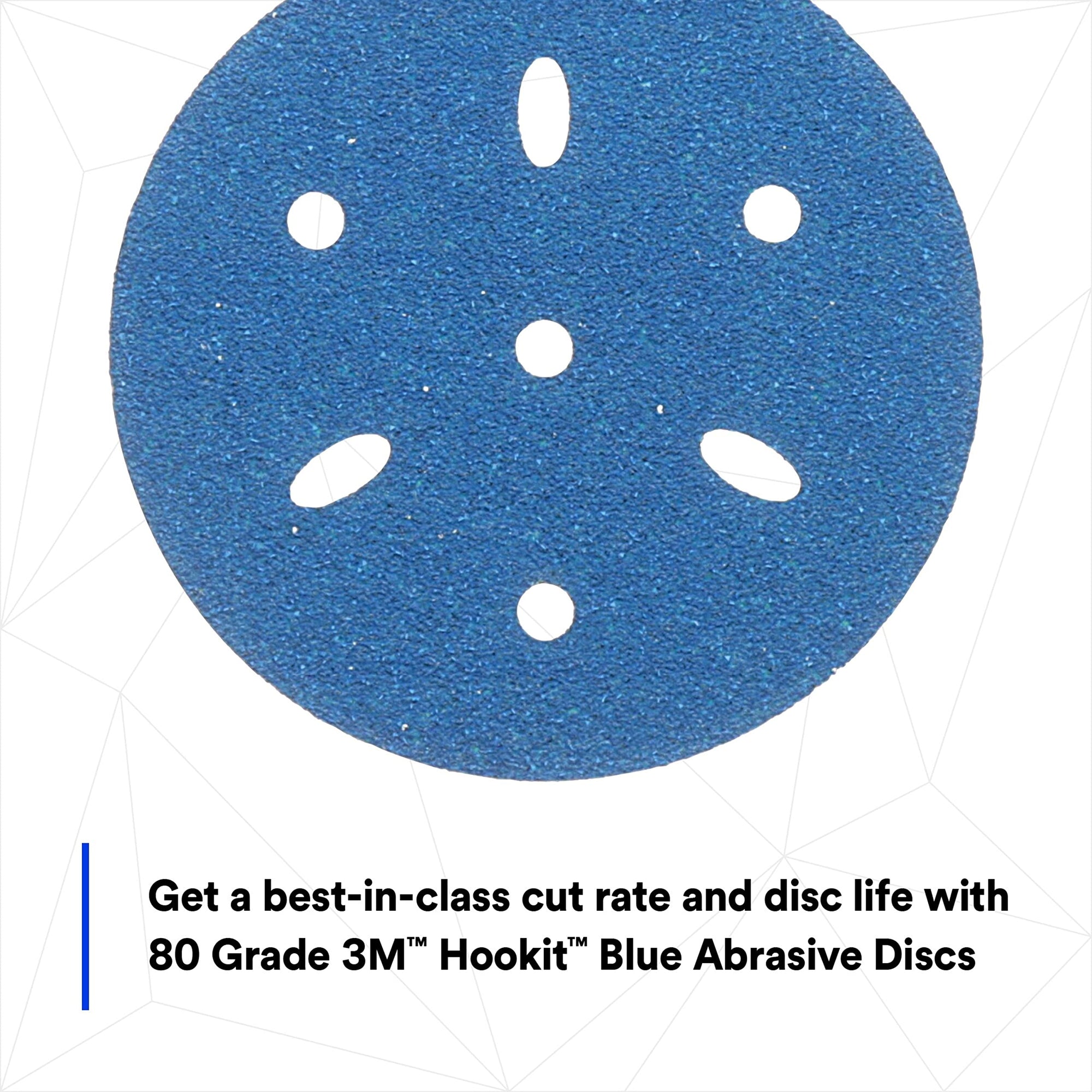 3M Hookit 3M-36142 Blue Abrasive Disc Multi-hole, 3 80 Grade