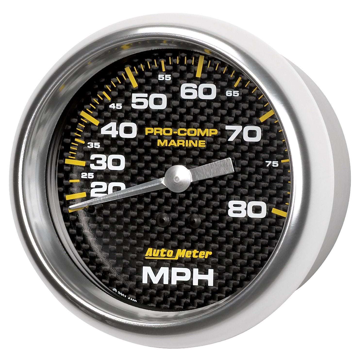 Speedometer AutoMeter Gauge, 3 3/8", 80Mph, Mechanical, Marine Carbon Fiber (200753-40)