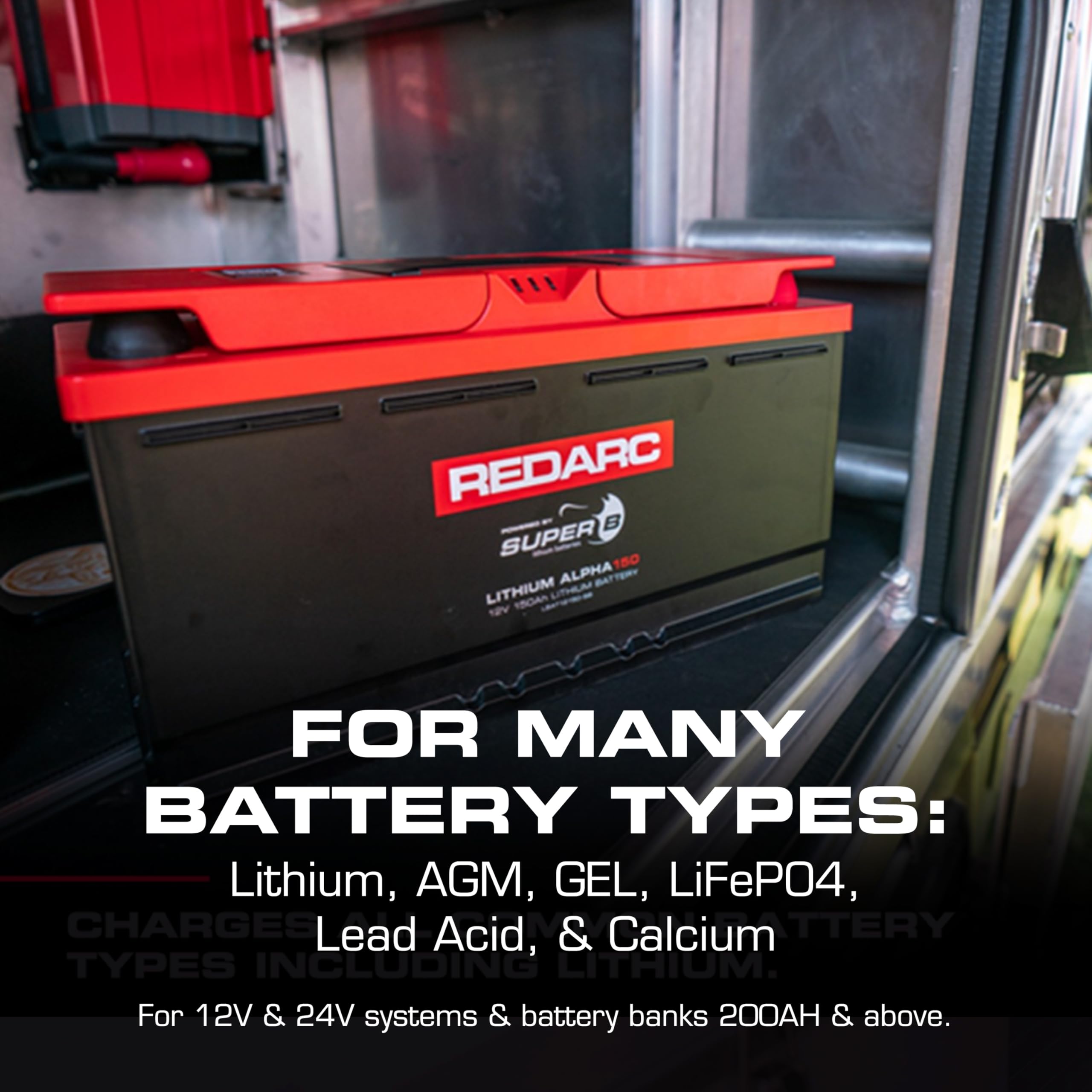 REDARC 25A Dual Input in-Vehicle DC to DC Battery Charger with MPPT Solar Regulator, Green Power Priority, 12V/24V Compatible, for Lithium, AGM, Gel, Lead Acid, Calcium, LiFePO4 Batteries