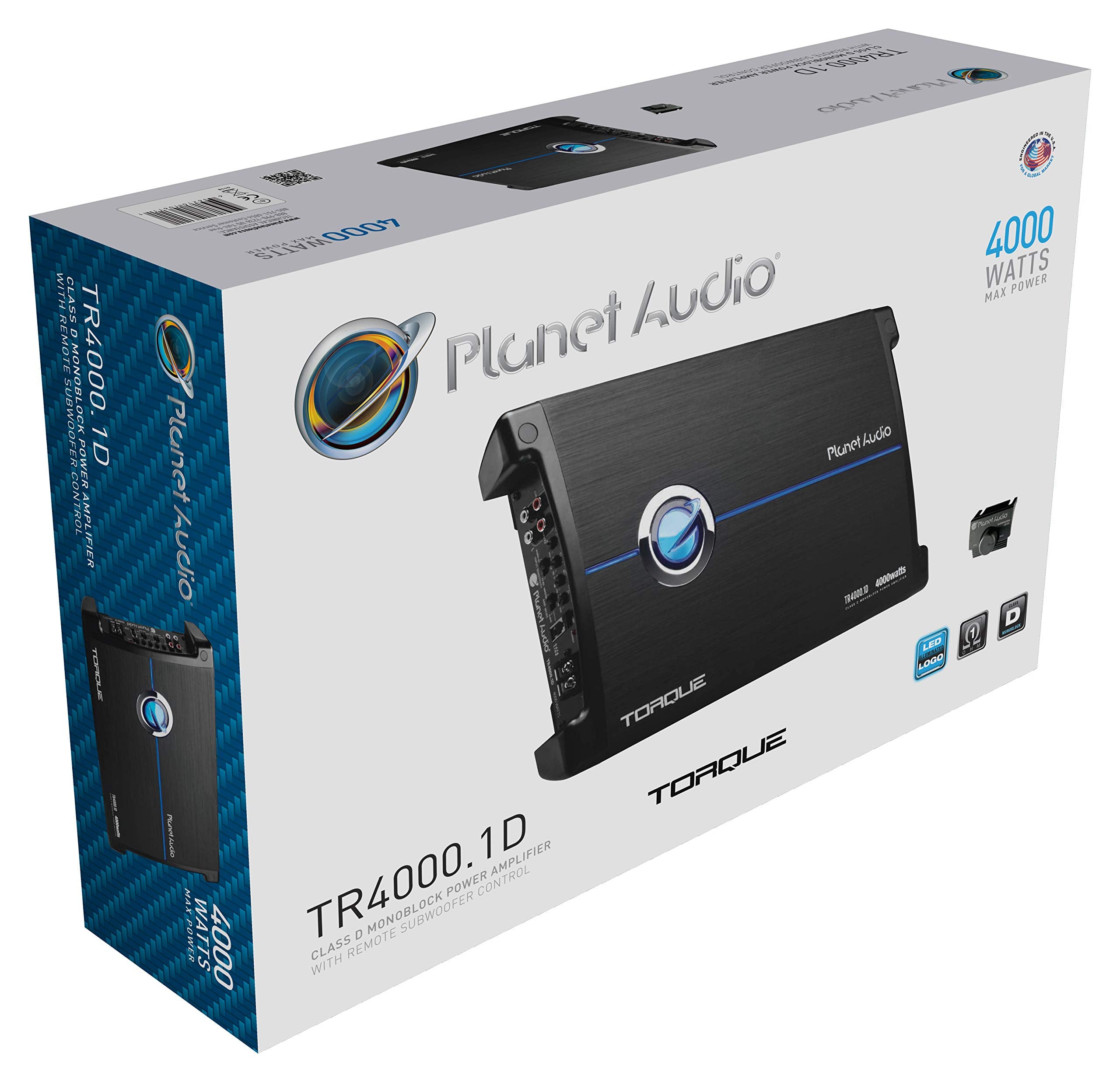 Class D Planet Audio TR4000.1D Monoblock Car Amplifier - 4000 High Output, 1 Ohm, Low Level Inputs, Low Pass Crossover, Hook Up to Subwoofer for Bass