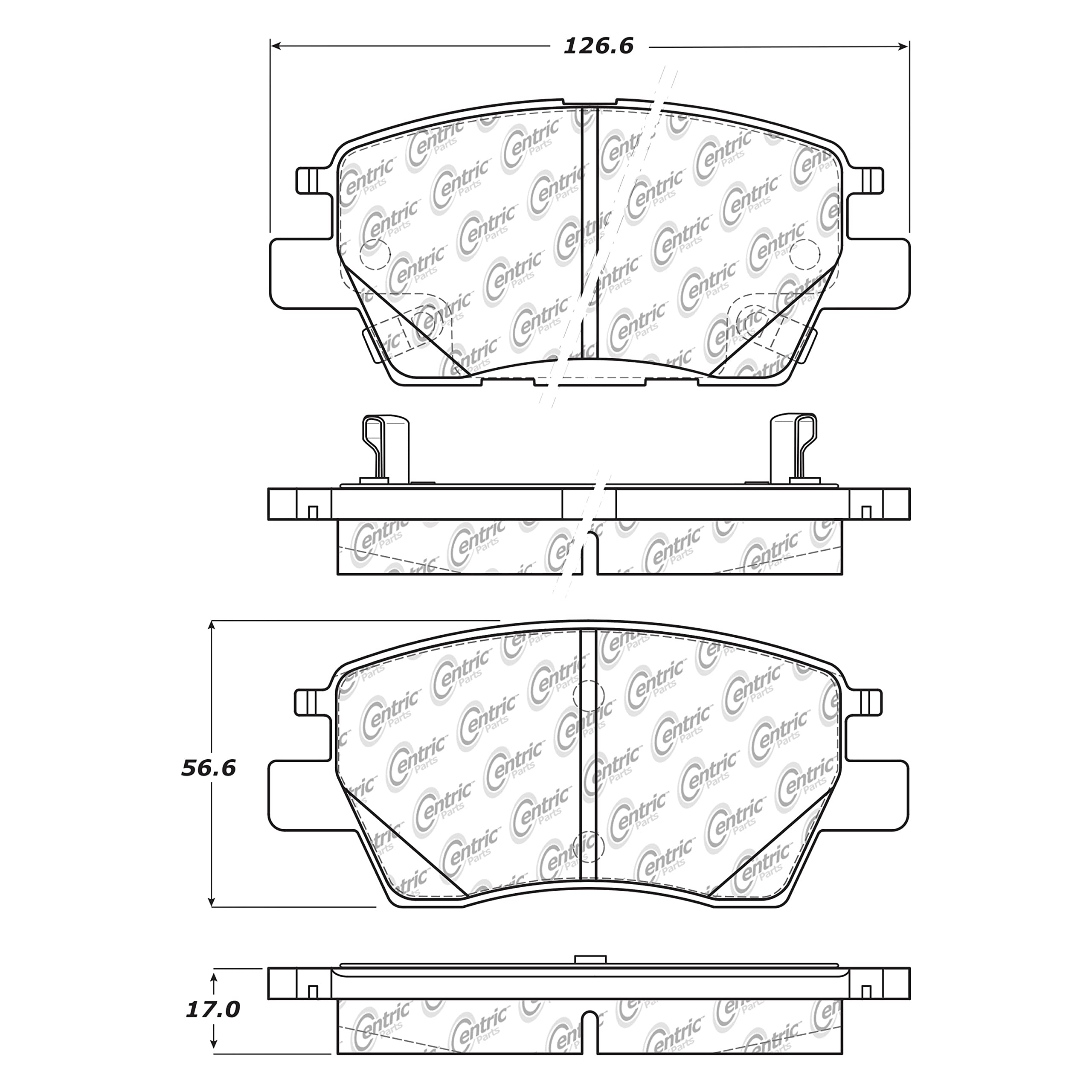 Centric Posi Quiet 105.18440 Premium Ceramic Front Disc Brake Pad Set for Select Chevrolet Model Years