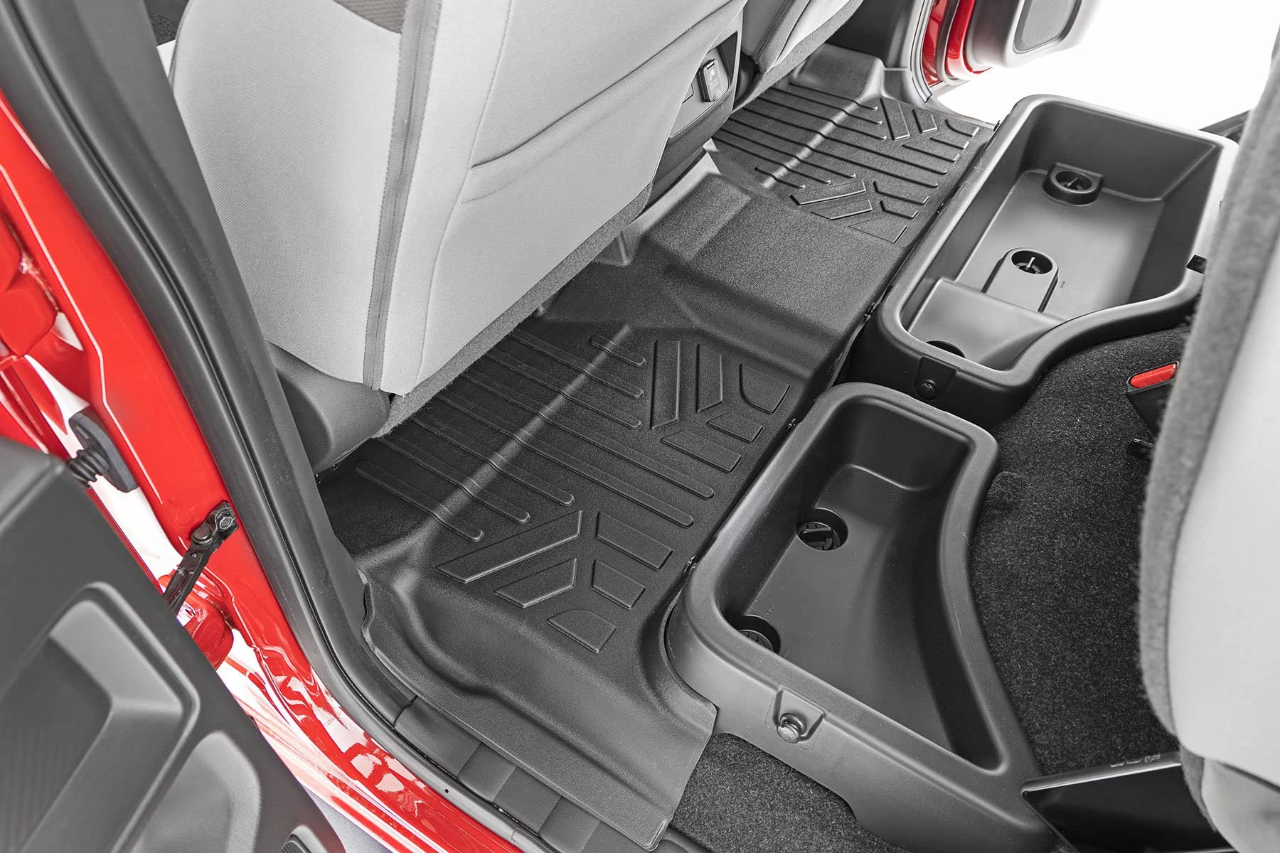 Rough Country Floor Mats All Weather for Nissan Frontier Crew Cab (2022-2025) - Non-Slip Waterproof Flexible Floor Mat, Front & Rear Set
