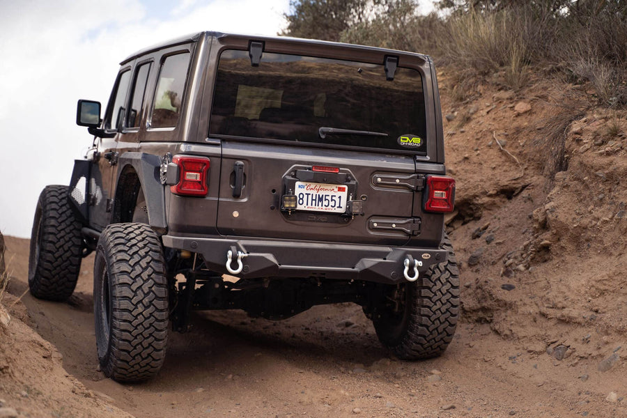 Delete Spare Tire Kit for 2018-2022 Jeep Wrangler JL | Includes 2 Pod Light Mounts | Retains OEM Back Up Camera & 3rd Brake Light | License Plate Bracket Included | DV8 Offroad