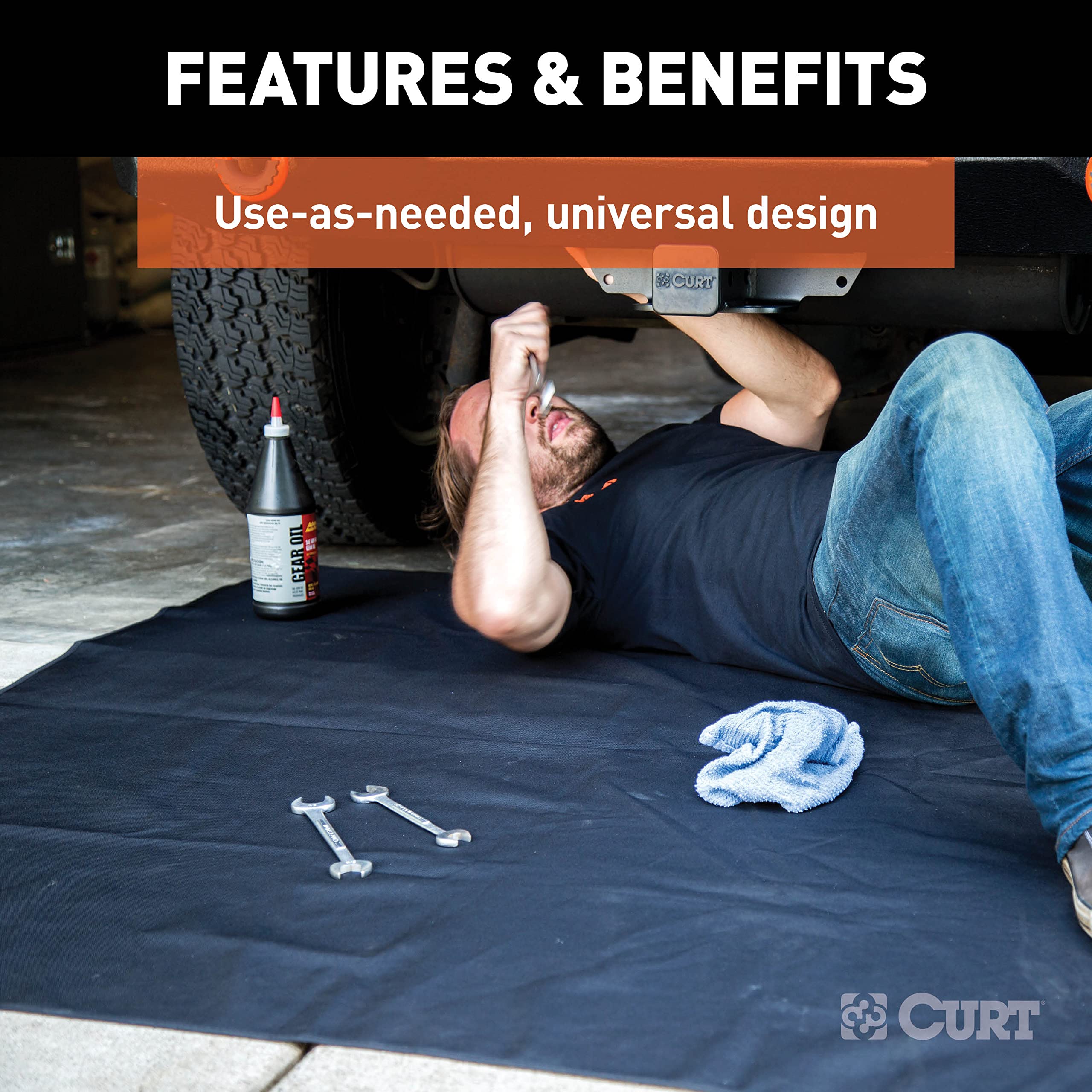 CURT 18530 Waterproof Cargo Mat Seat Defender 60 x 60-Inch Black Trunk Liner Protector
