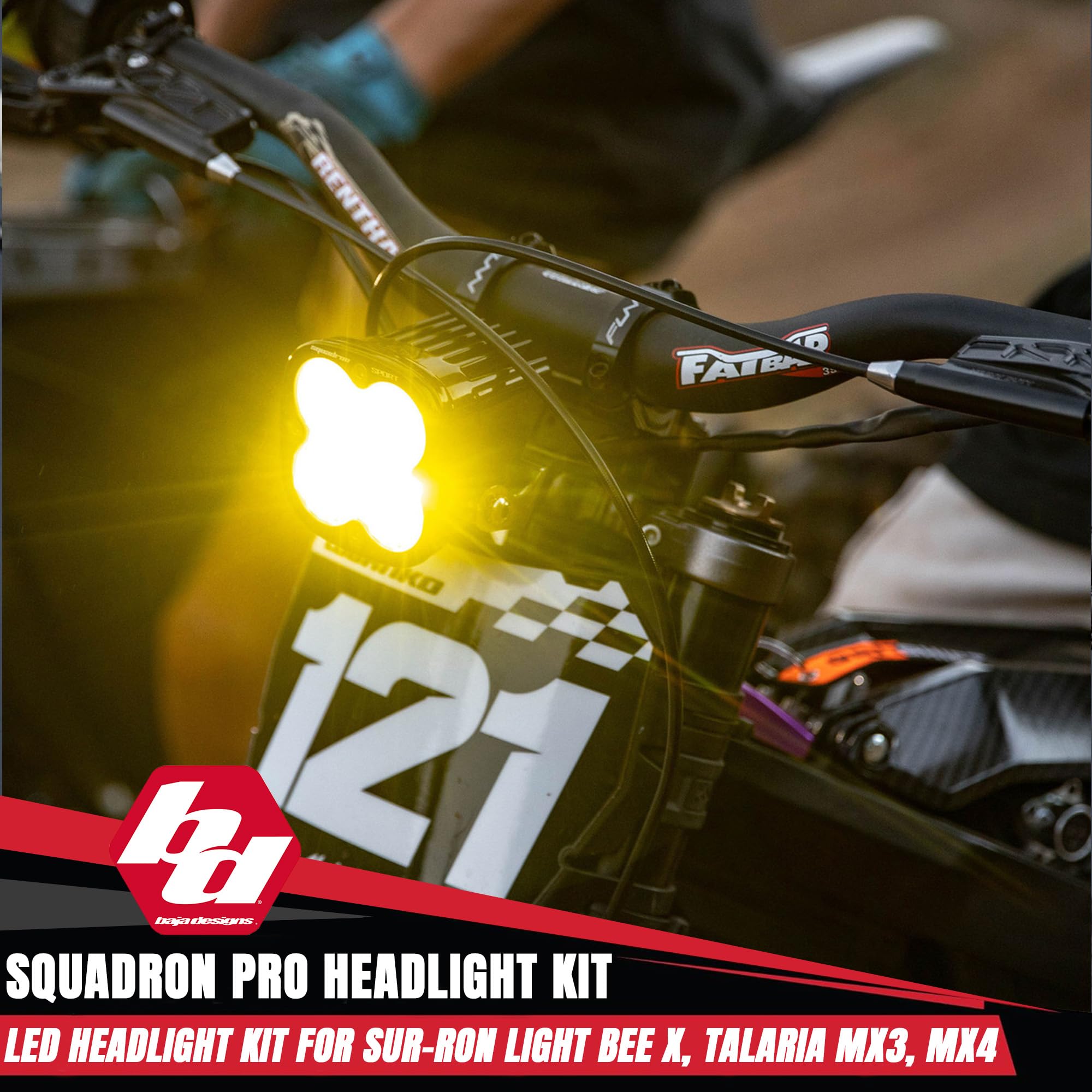 Squadron Pro Baja Designs Headlight Kit for Sur-Ron Light Bee X and Talaria MX3/MX4 (Driving Combo; Clear)