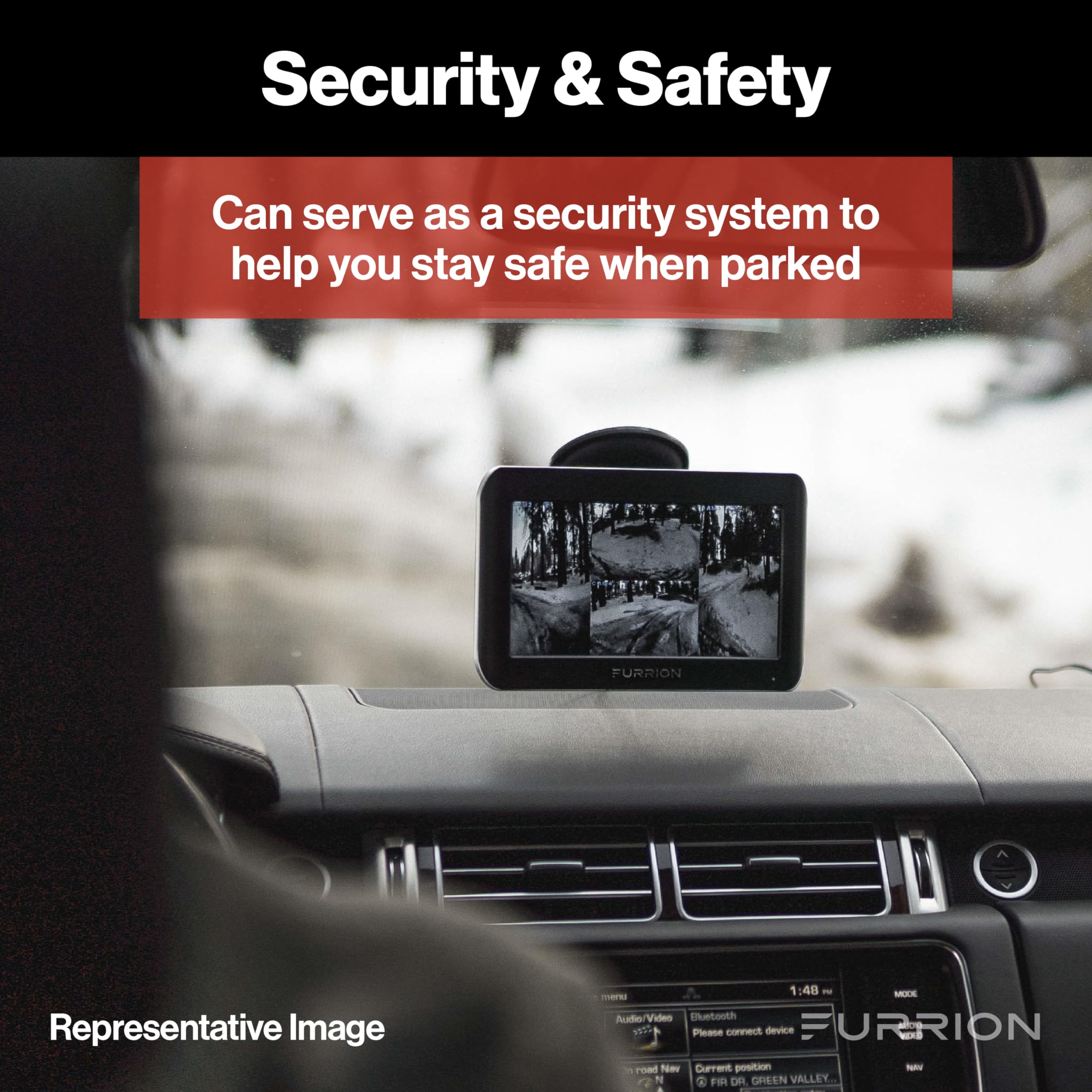 Furrion Wireless Vision S RV Backup Camera System with 4.3-Inch Monitor, 1 Rear Sharkfin, Infrared Night Vision, Wide-Angle View, Hi-Res, IP65 Waterproof, Motion Detection, Microphone - FOS43TASF