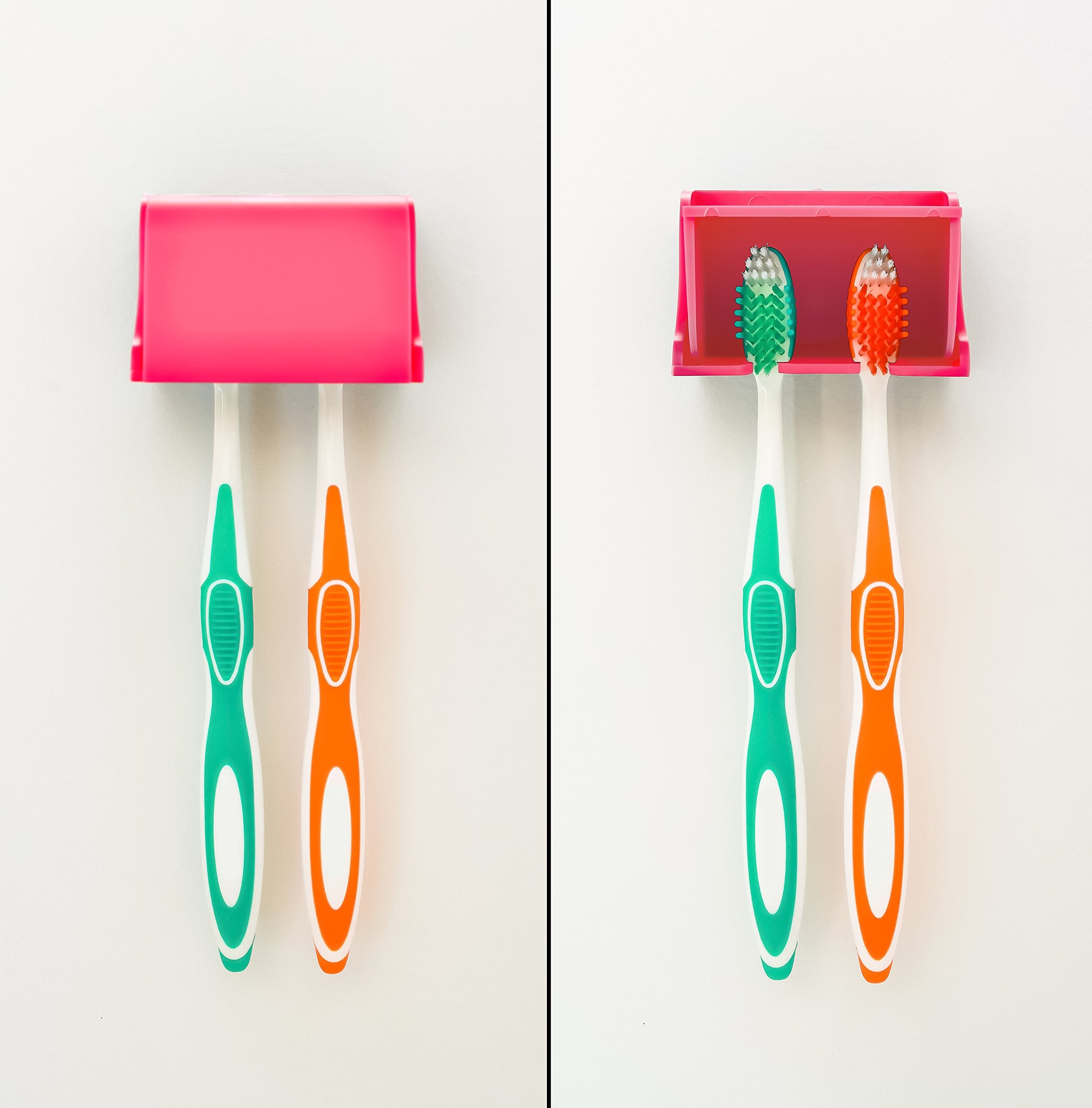Pop-A-Toothbrush Camco | Features Vented Design & No Tool Installation | Ideal for Camper, RVs, Boats, Travel Trailers & More | Holds 2 Toothbrushes, Pink (57205)