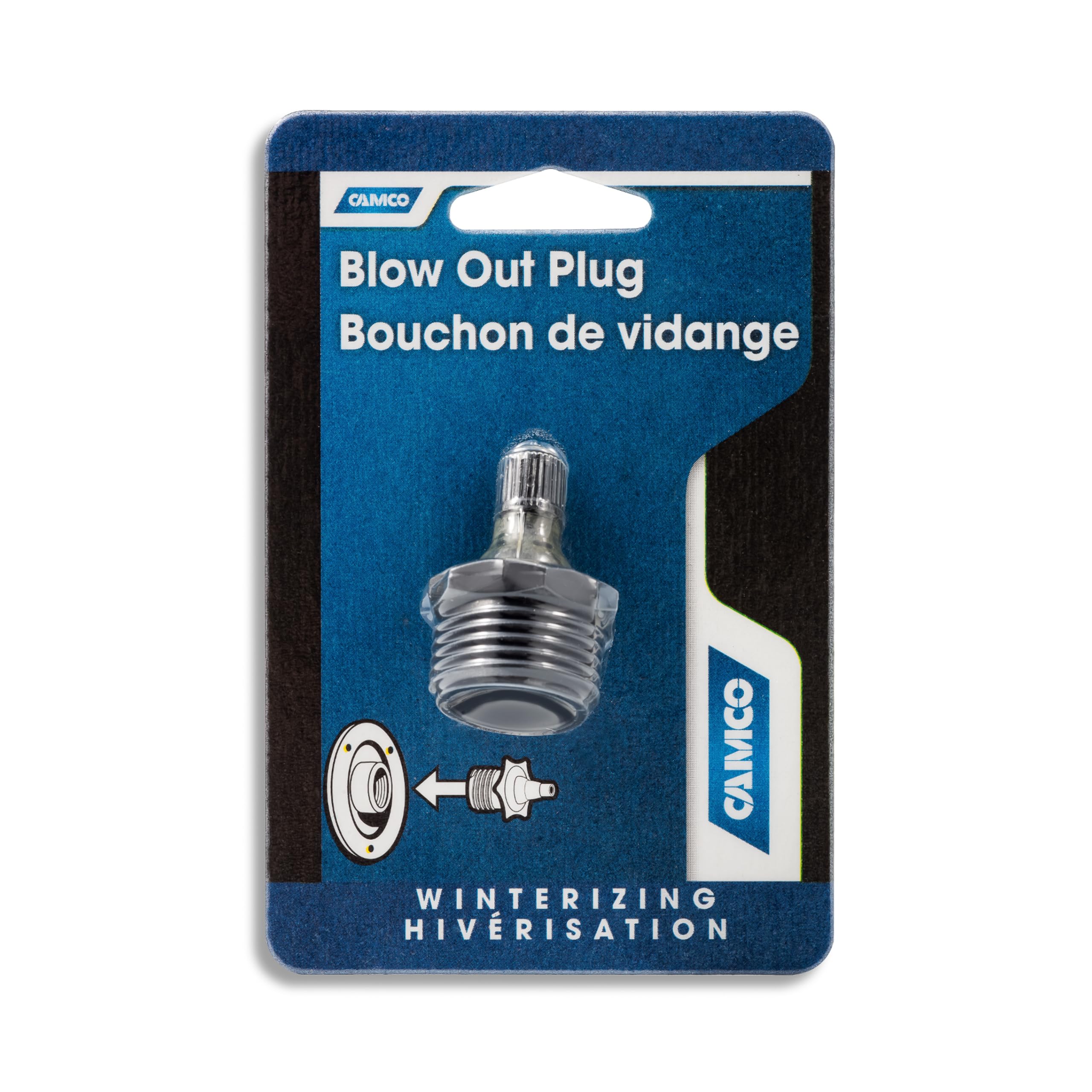 Camco Blow Out Plug RV with Schrader Valve - Features Rust Resistant Double Plastic Construction - Essential Winterization Tool Prevents Freeze Damage (36133)