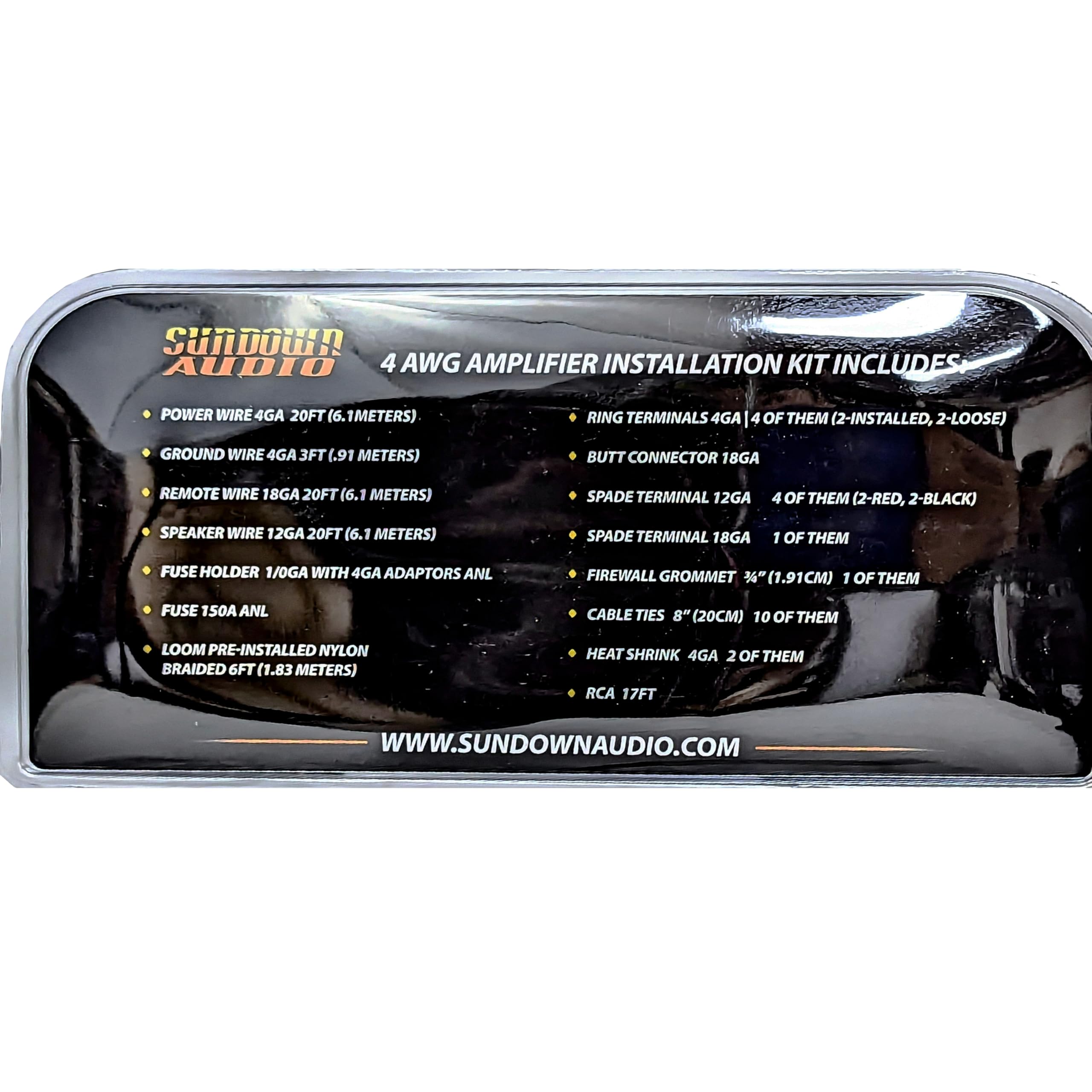 Sundown Audio CBL-4KIT Premium 4 Gauge Amplifier Wiring Kit – 20ft Power/Remote, 16GA Speaker Wire, 150A ANL Fuse w/Adapters, RCA, Loom, Complete Install Kit for Car Audio & Powersports