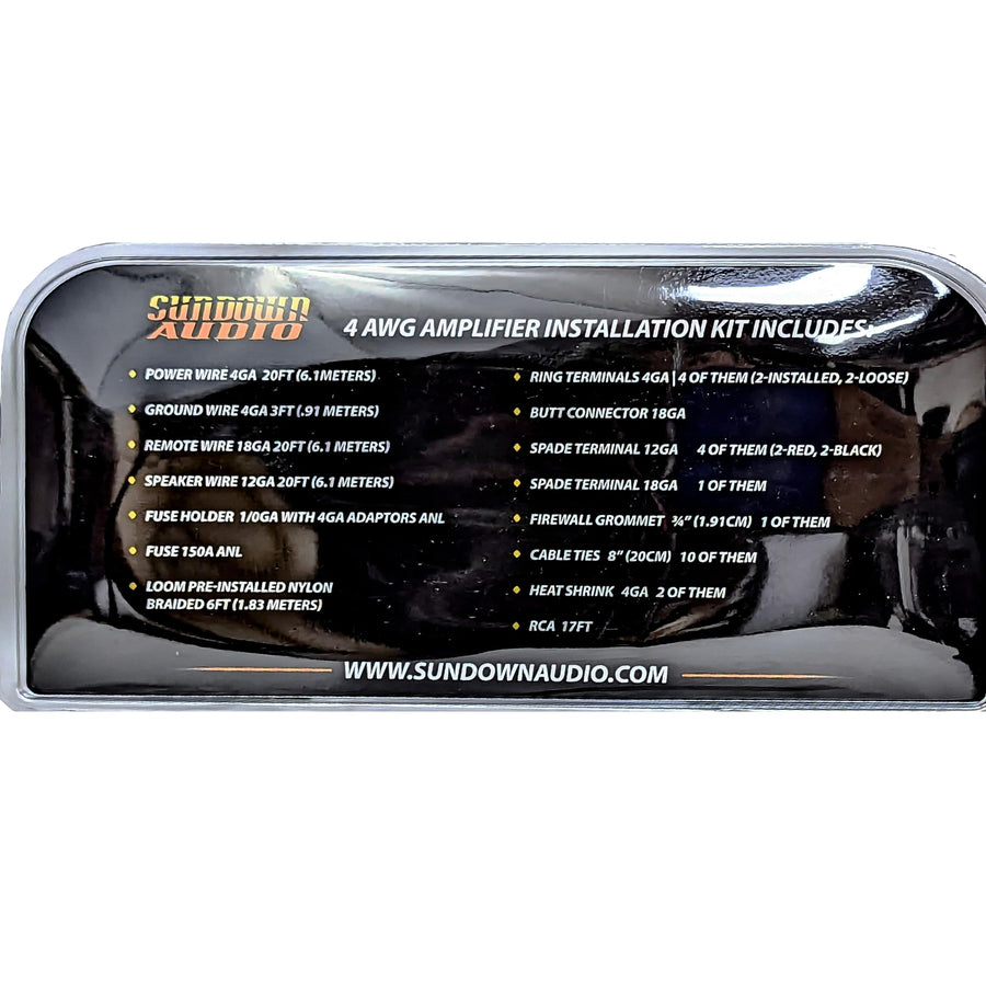 Sundown Audio CBL-4KIT Premium 4 Gauge Amplifier Wiring Kit – 20ft Power/Remote, 16GA Speaker Wire, 150A ANL Fuse w/Adapters, RCA, Loom, Complete Install Kit for Car Audio & Powersports