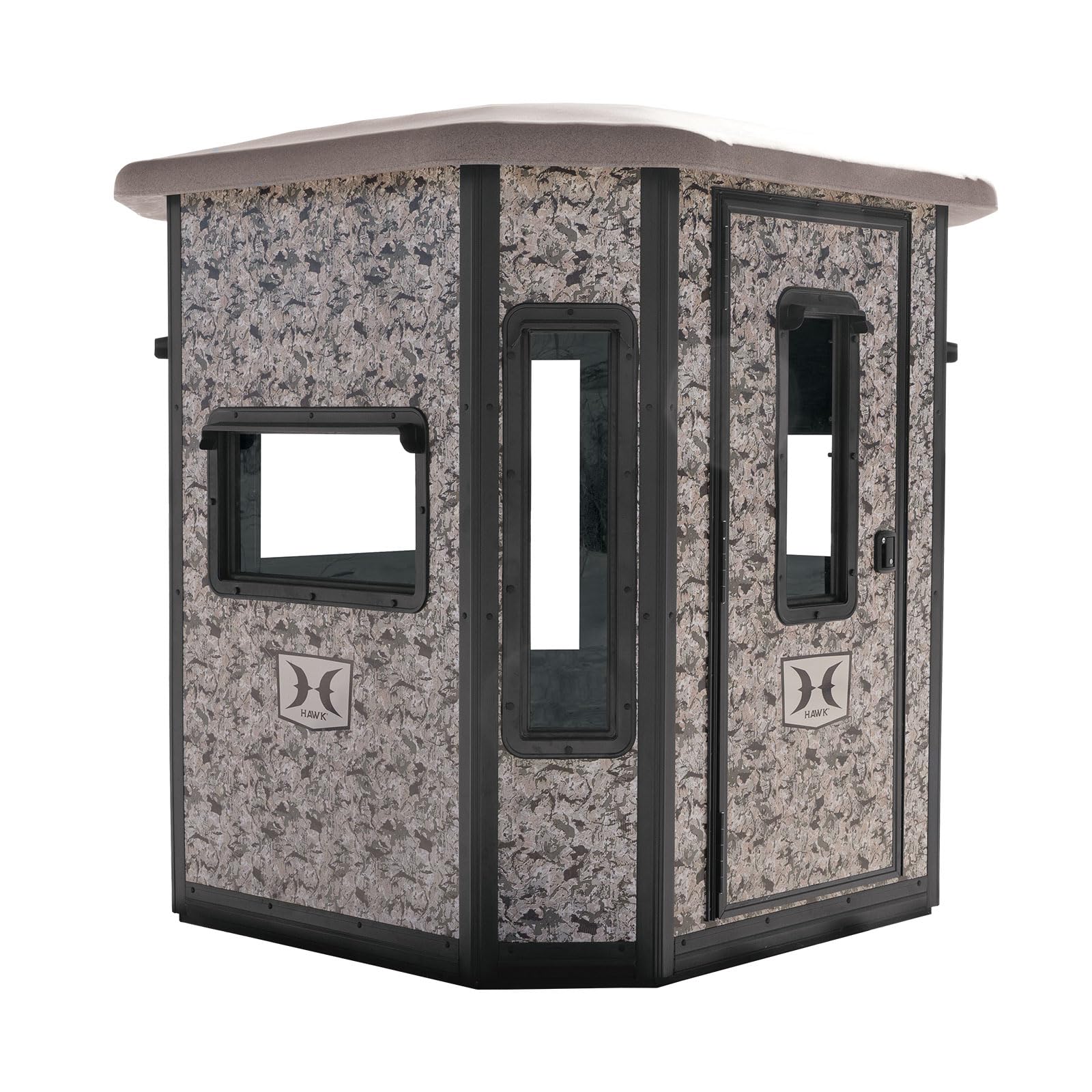 Hawk 6.55' W x 6.5' D x 6.5' T Assembled Insulated Steel Box Blind Office | Floor with Rubber Pad and Multiple One-Hand-Operable Windows | Blind Only