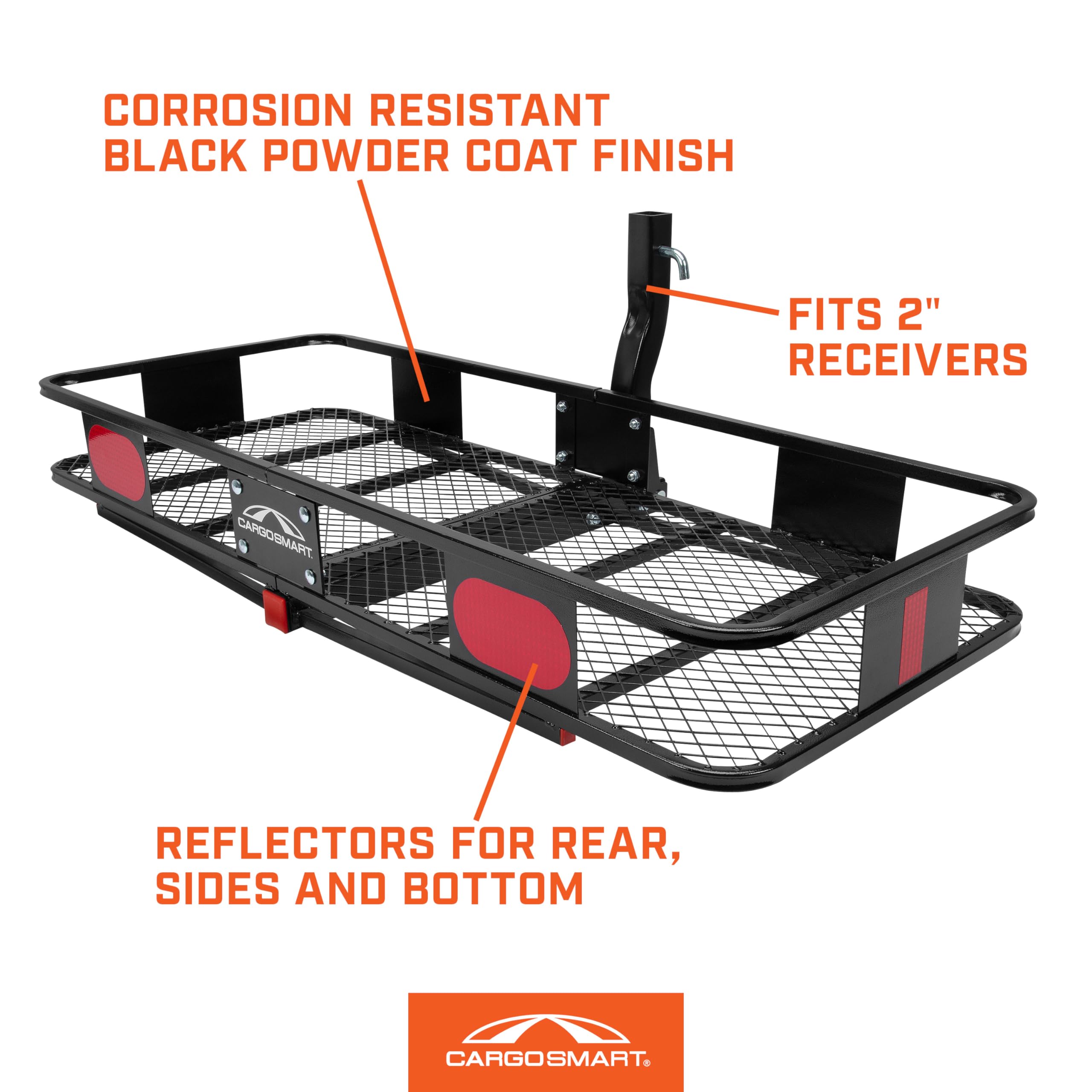 60 in. x 24 in. Cargo Tray Carrier Folding CARGOSMART with 6 in. High Side Rails for 2 in. Receivers, 500 lb. Capacity