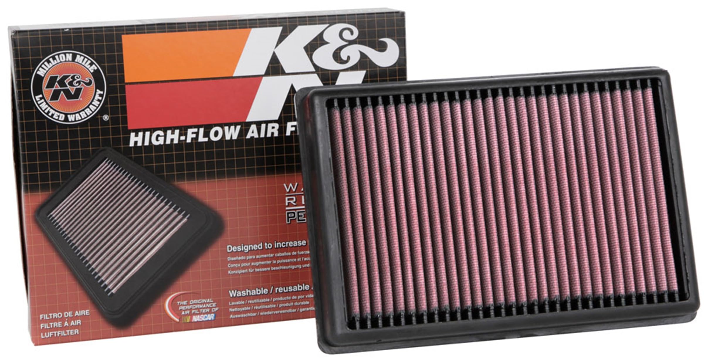 K&N Engine Air Filter: Replacement Car Air Filter, Reusable, Clean Every 75,000 Miles, Washable, Premium: Fits 2018-2020 FORD (C-Max II, Grand C-Max, Tourneo Connect, Transit Connect), 33-3138