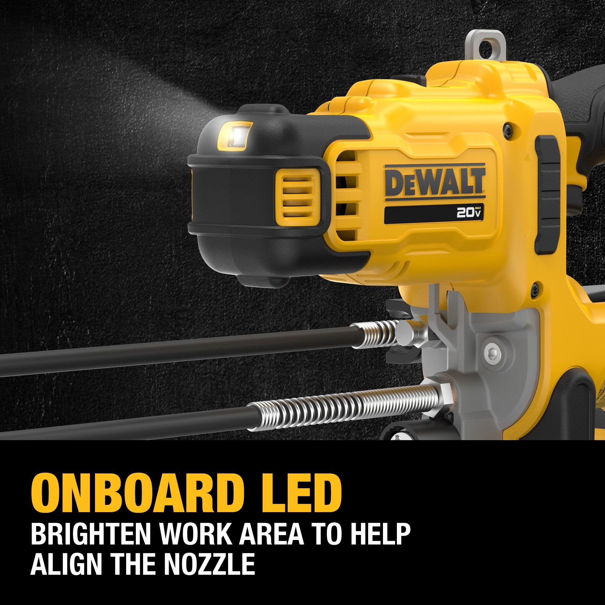 20V MAX DEWALT Grease Gun, 10,000 PSI Variable 2-Speed Cordless Grease Gun, Oil Resistant Battery and Charger Included, 47 Inch Hose, LED Light and Kit Box (DCGG581GD1)