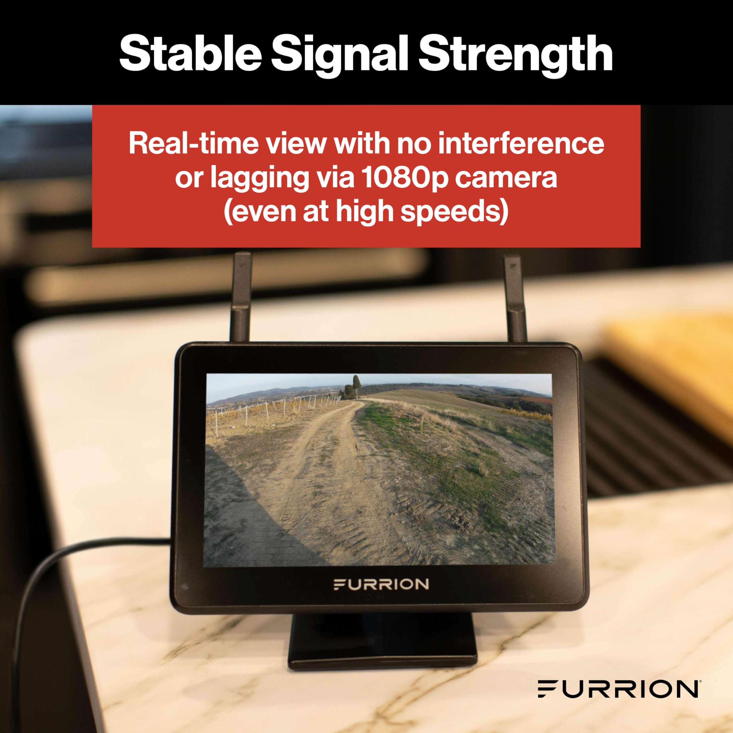 Vision S+ Furrion 2021124370 RV Backup Camera System - 5" Monitor, Rear Sharkfin Camera #FOS5HTASF