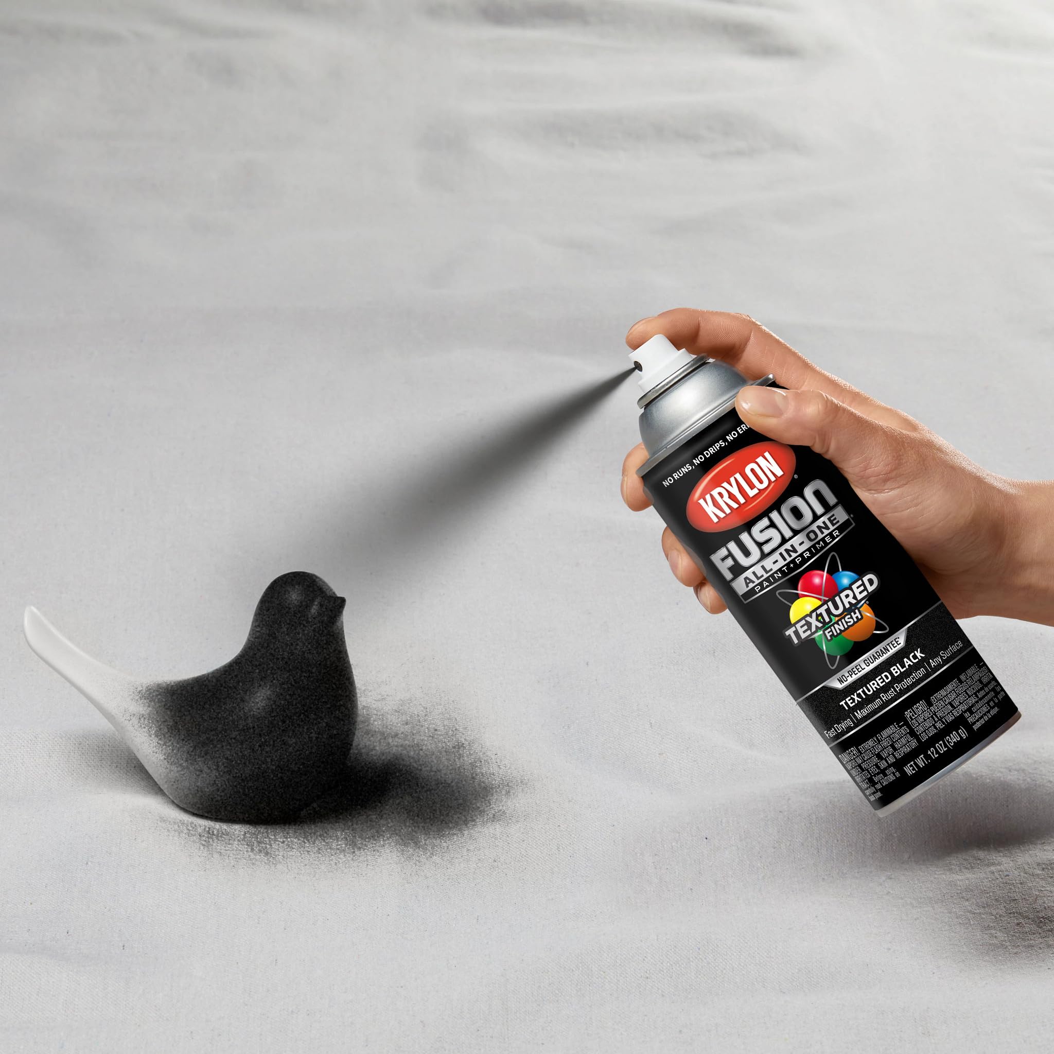 Fusion Krylon All-In-One Adhesive Spray Paint for Indoor/Outdoor Use, 12 oz, Black