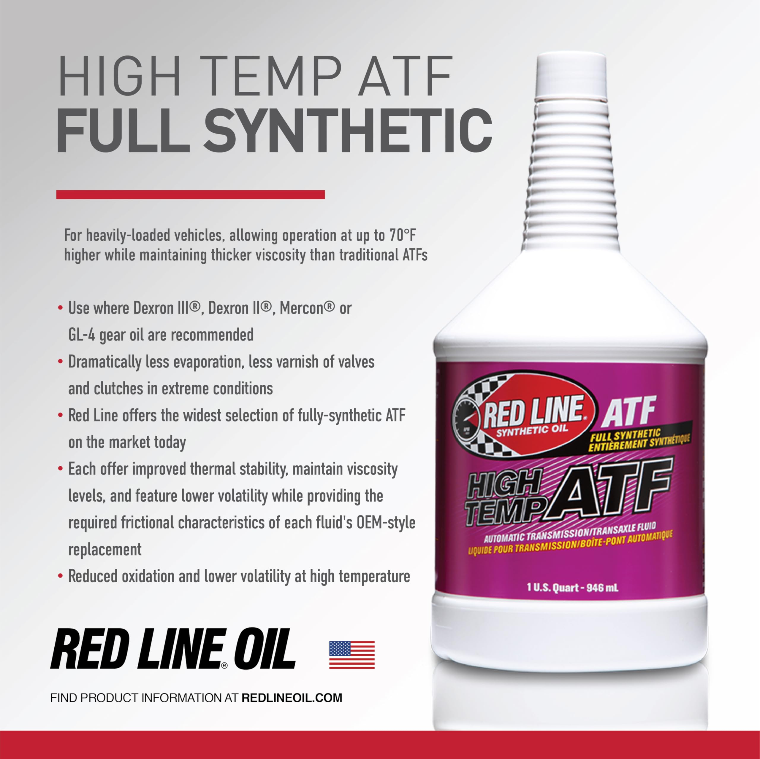 High Temperature Red Line 30208 Synthetic Automatic Transmission Fluid (ATF) - 55 Gallon Drum
