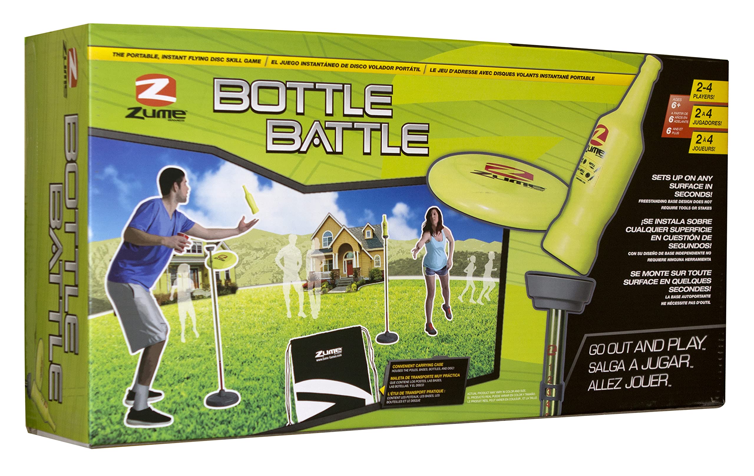 Zume Games Outdoor Target Game Bottle Battle Disc-Throwing for Ages Six and Older
