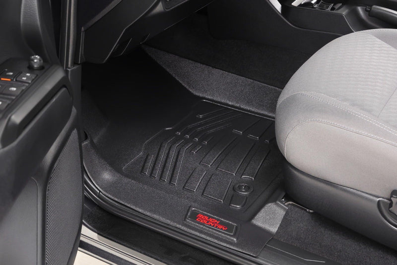 Sure-Fit Rough Country Front Floor Mats for Toyota Tacoma (2016-2023) - Waterproof, Non-Slip Flexible Floor Mat, Front Set