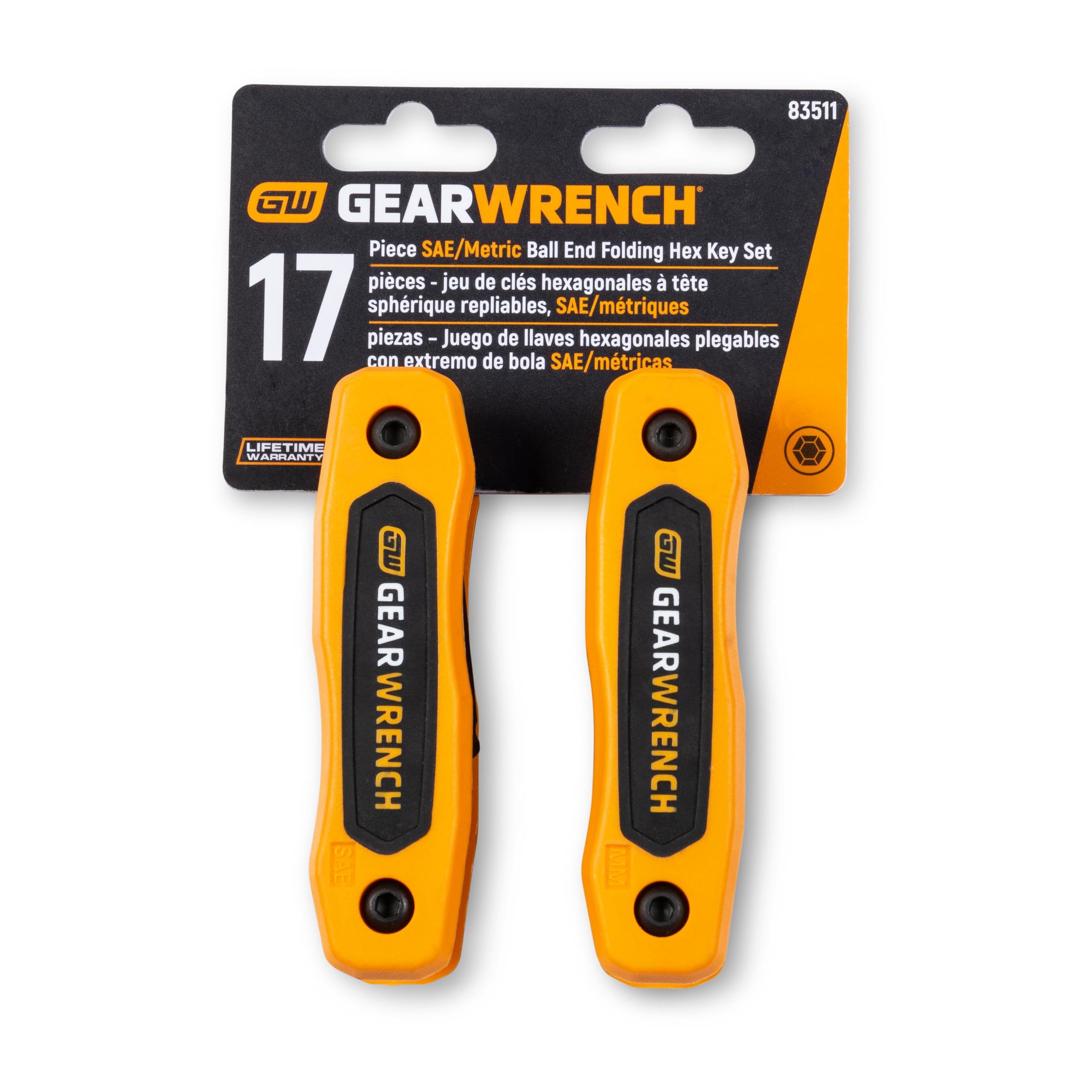 17 Piece GEARWRENCH SAE/Metric Ball End Folding Hex Key Set - 83511