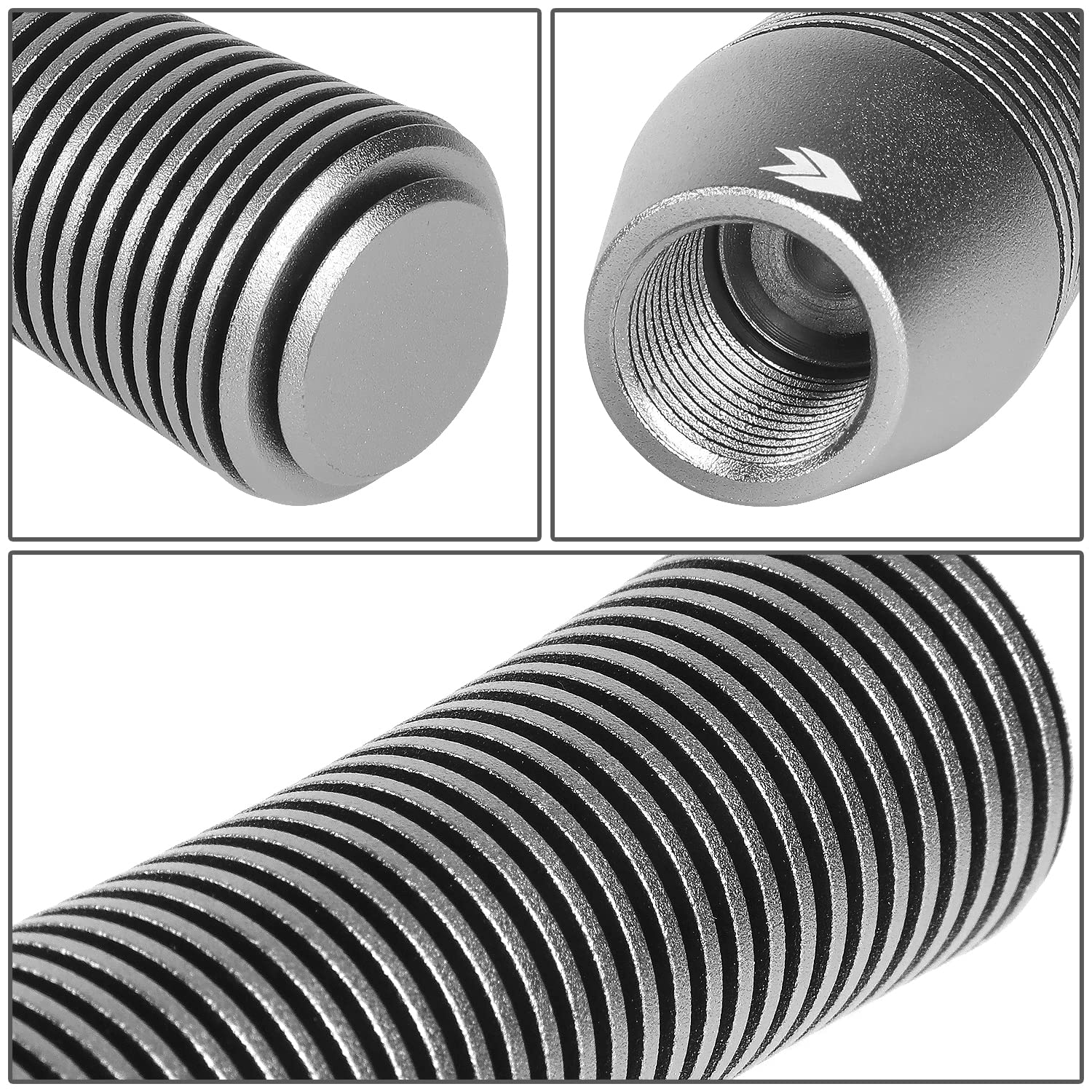NRG Innovations Universal Aluminum SK-700GM Shift Knob with Thread Adapters, Heatsink Style Short Curvy Cylinder Lever,Gunmetal