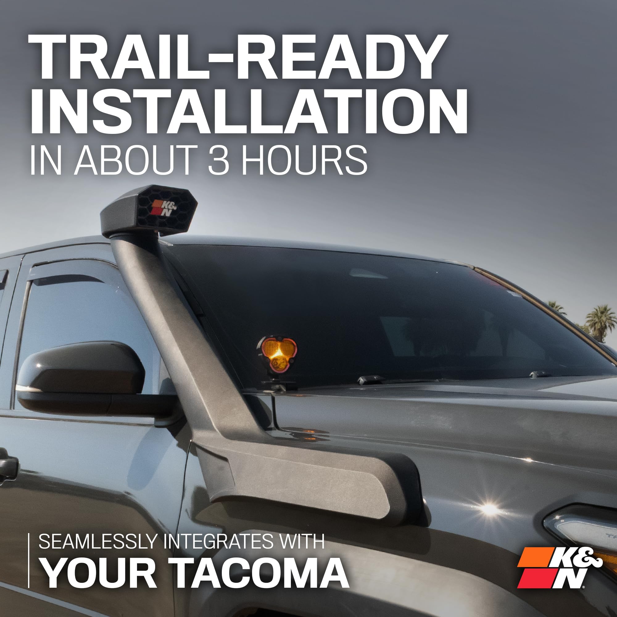 K&N Intake Kit Elevated (Snorkel) Compatible with 2024-2025 Toyota Tacoma L4-2.4 Turbo, 63-8003