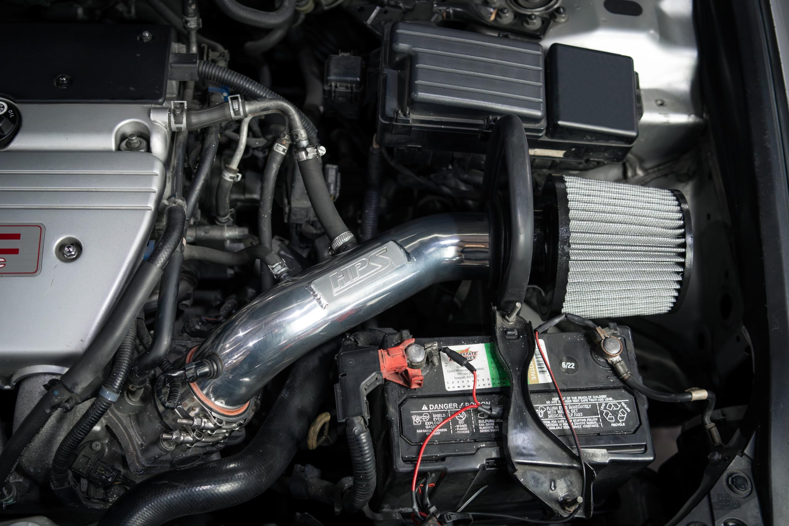 HPS Air Intake Kit Polished with Heat Shield Compatible for 2004-2008 Acura TSX 2.4L 2003-2006 Honda Accord 2.4L without MAF Sensor, 827-737P