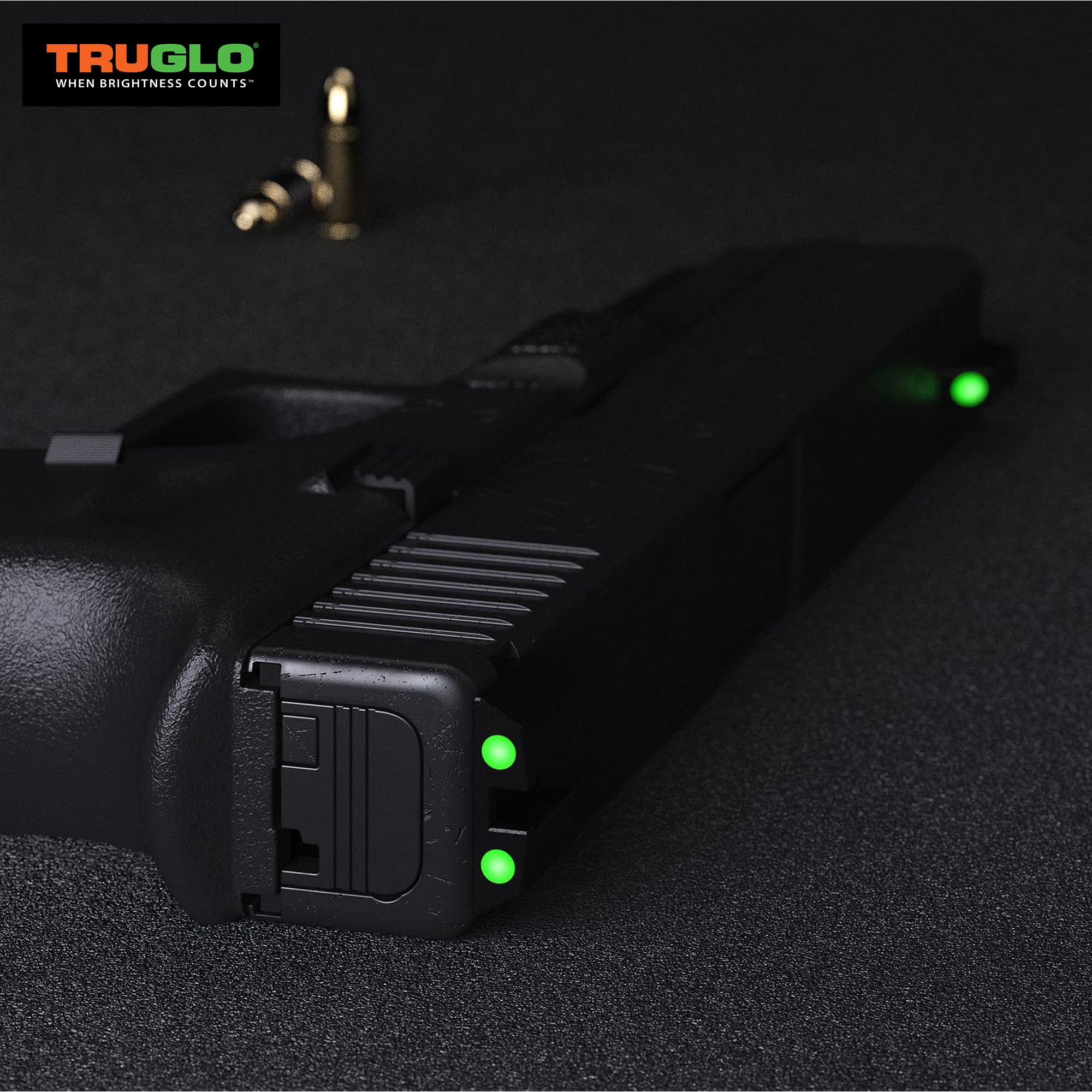 TruGlo Compact Tritium Pro Glow in The Dark Front and Rear Gun White Sight with Focus Lock Ring Compatible with Glock Handgun Models, Black