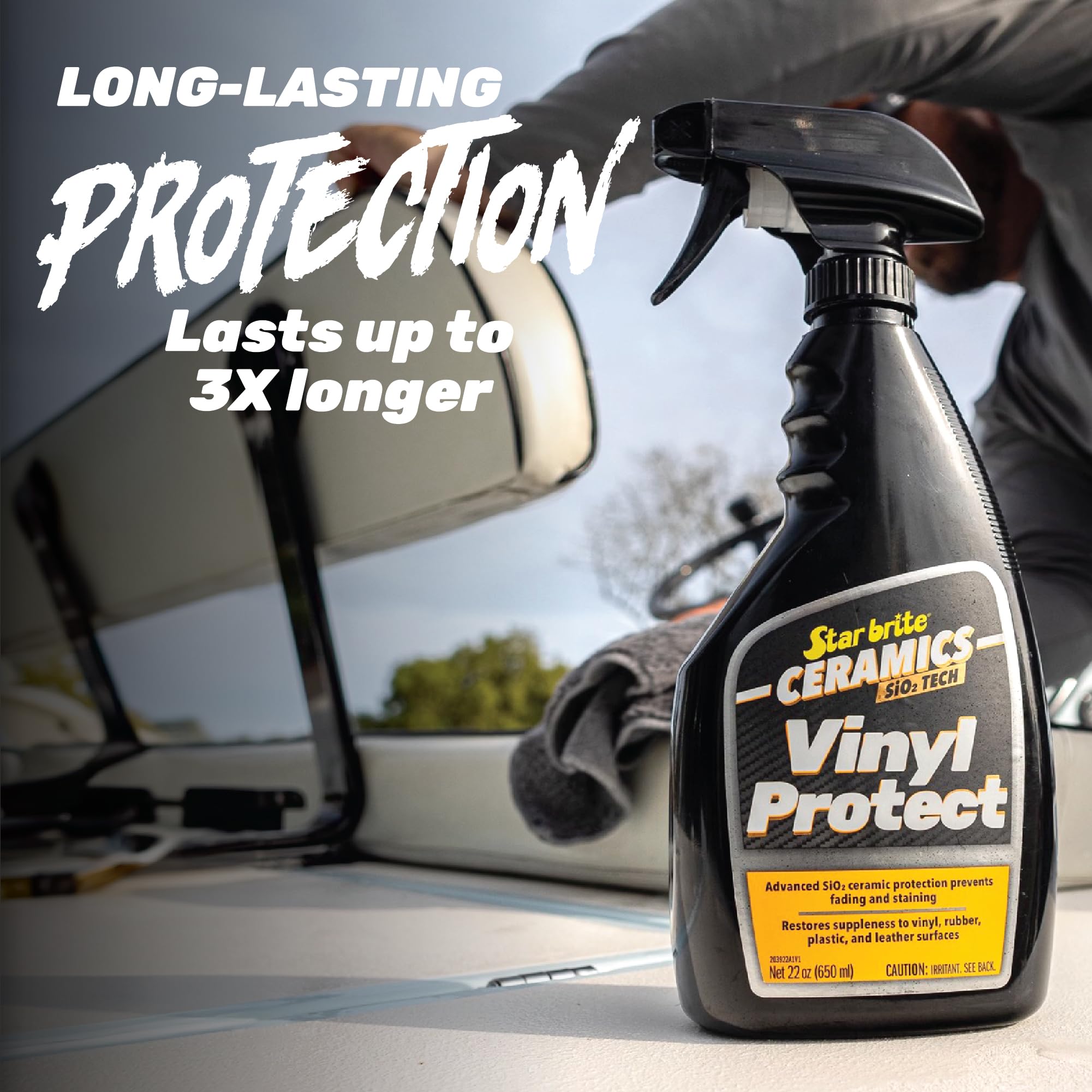 Ceramics STAR BRITE Vinyl Protect - Pina Colada Scent - Ultimate Upholstery & Vinyl Protection, SiO2 Infused, UV & Stain Resistant, 22 oz Spray (203922)